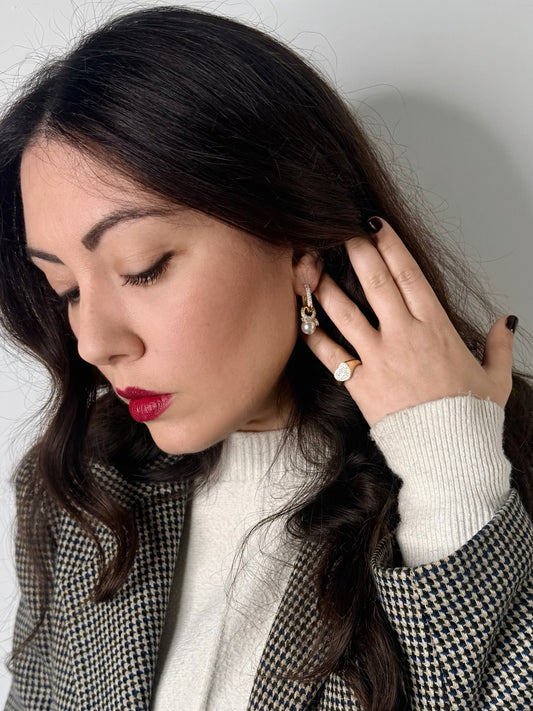 Orecchini strass e perla gold