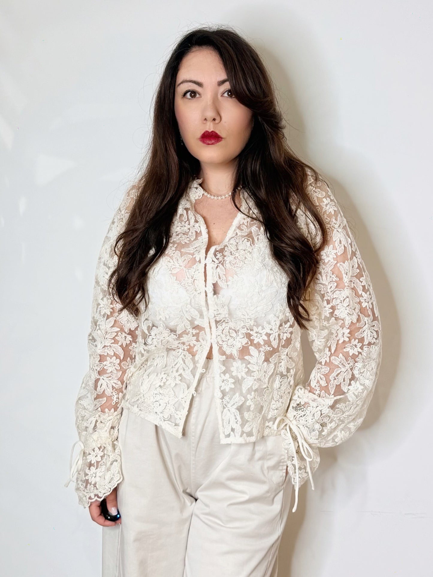 Camicia lavorata avorio
