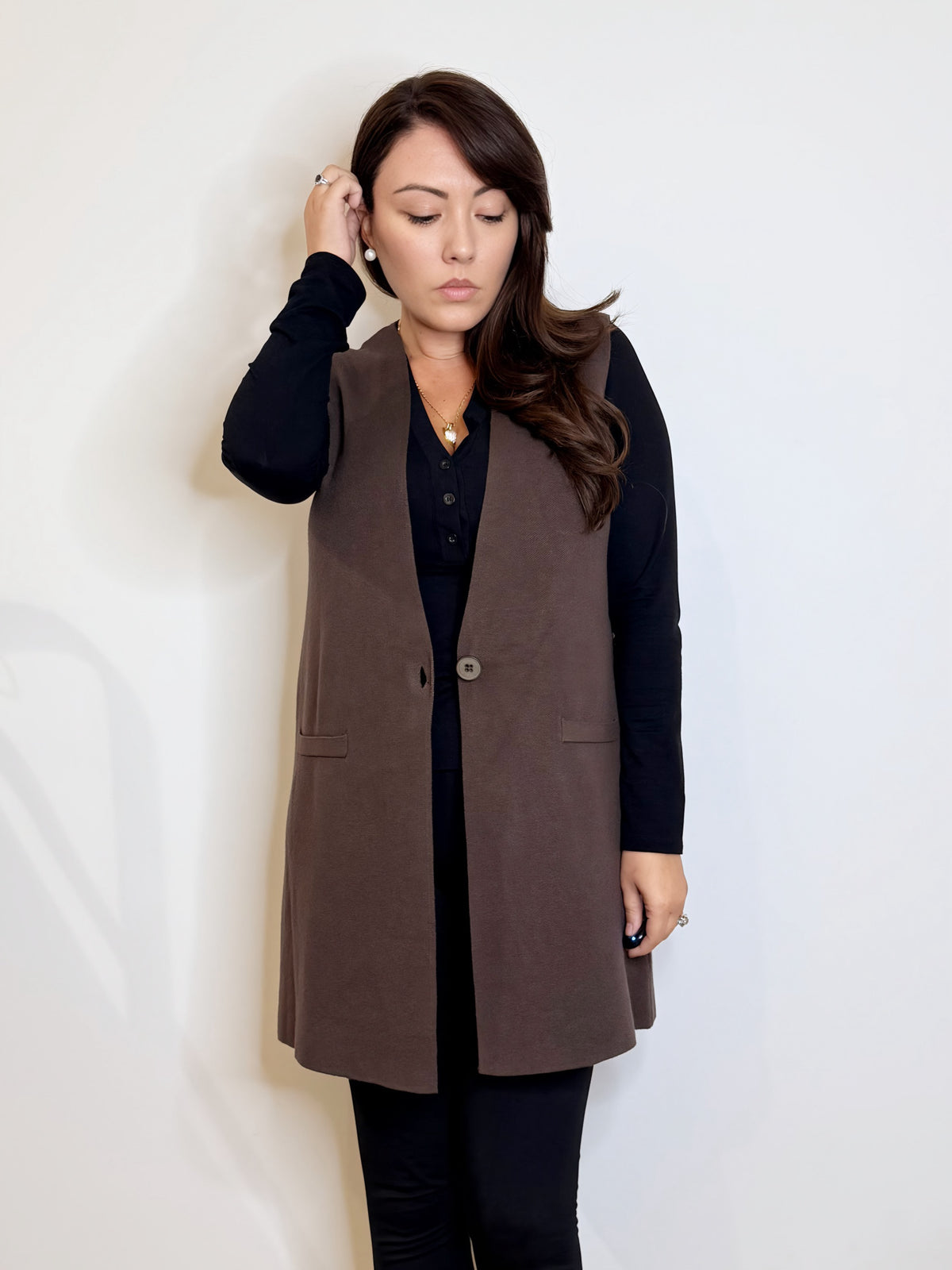 Gilet in maglia cioccolato