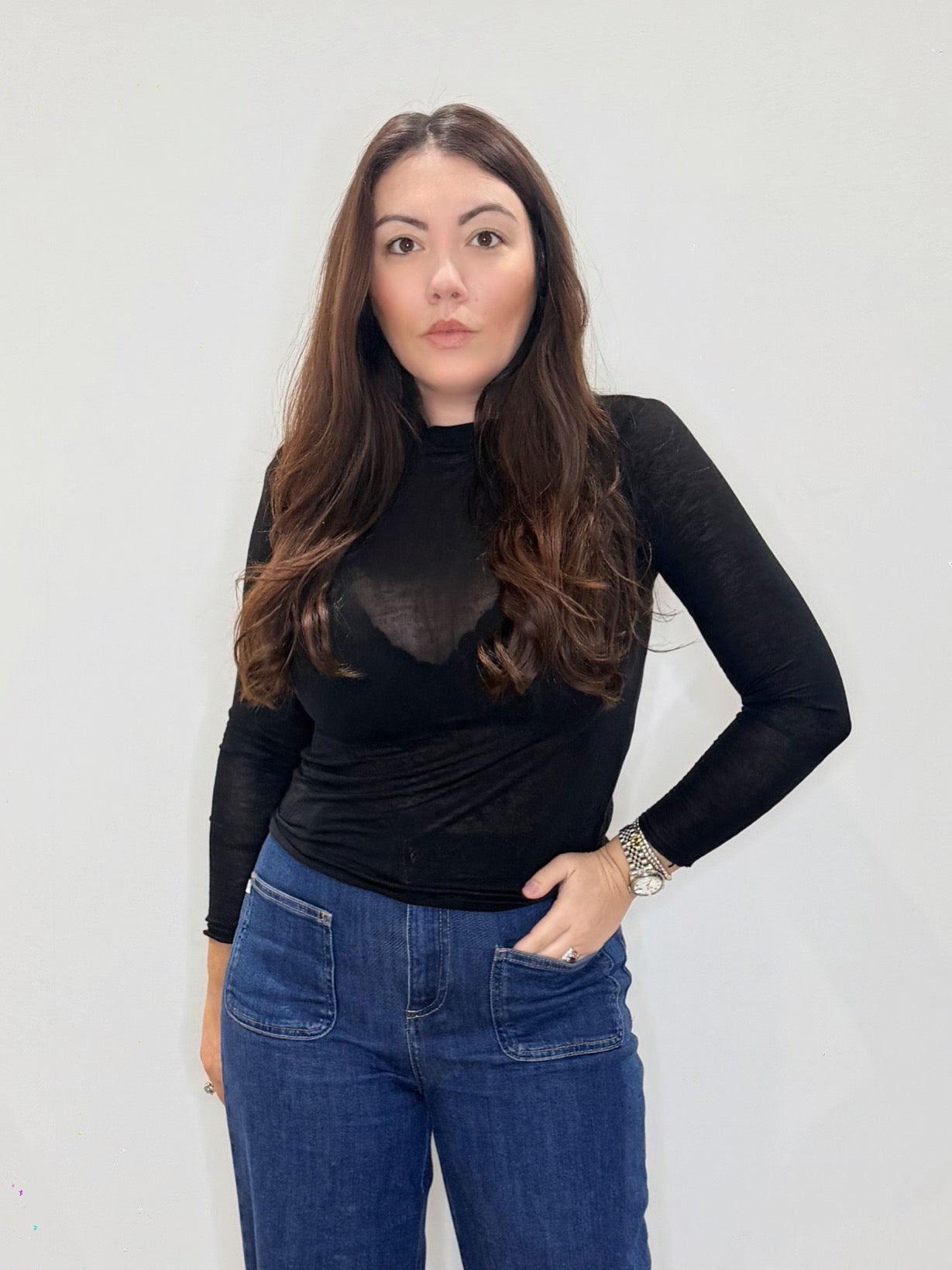 Maglia misto cashmere ultra light nera