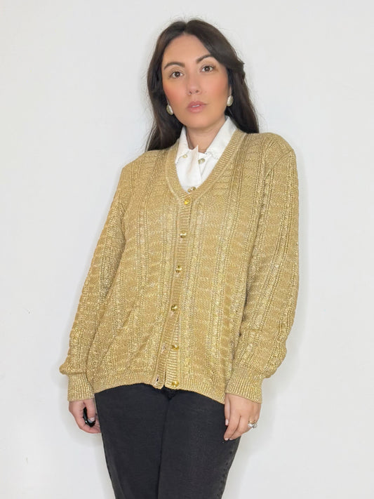 Cardigan beige and gold