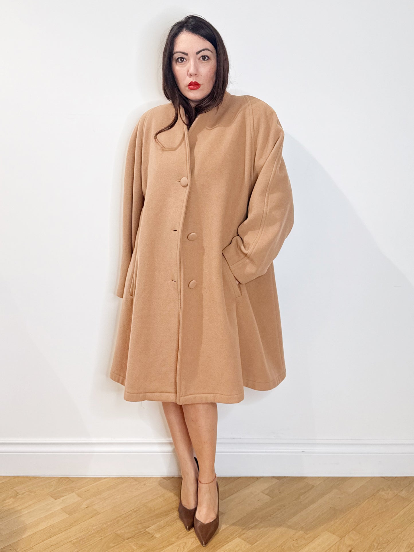 Cappotto camel in lana