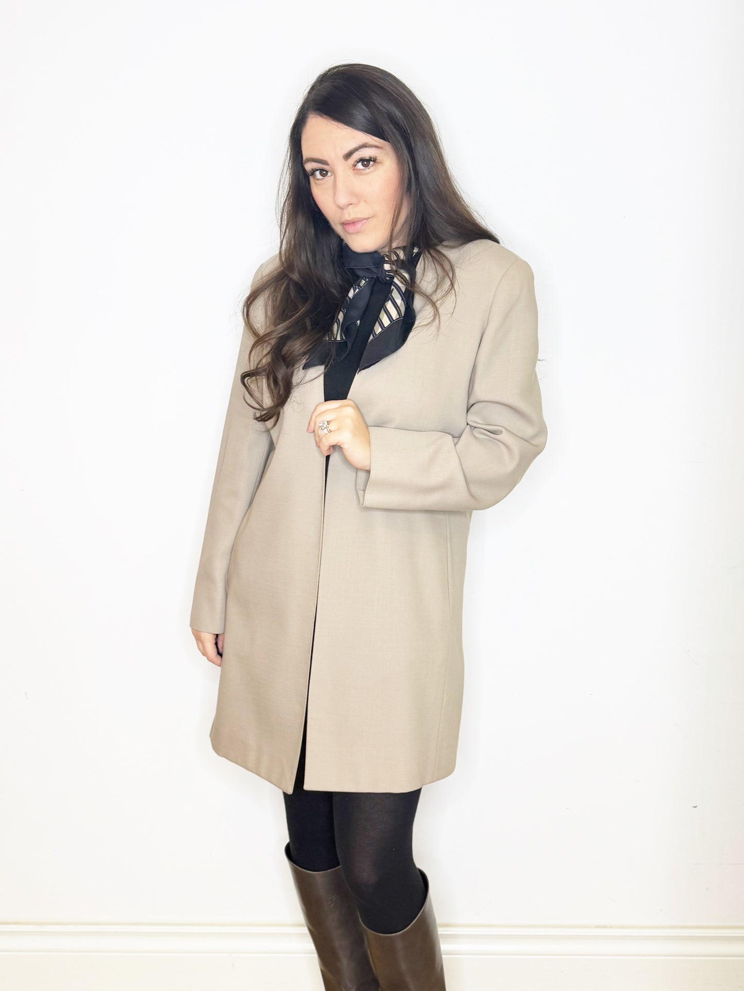 Spolverino in fresco lana beige