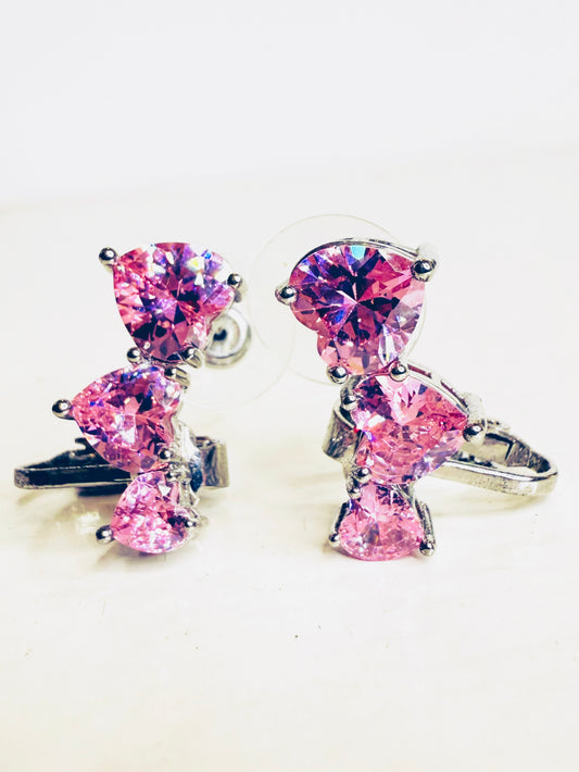 Ear cuff trilogy cuori rosa