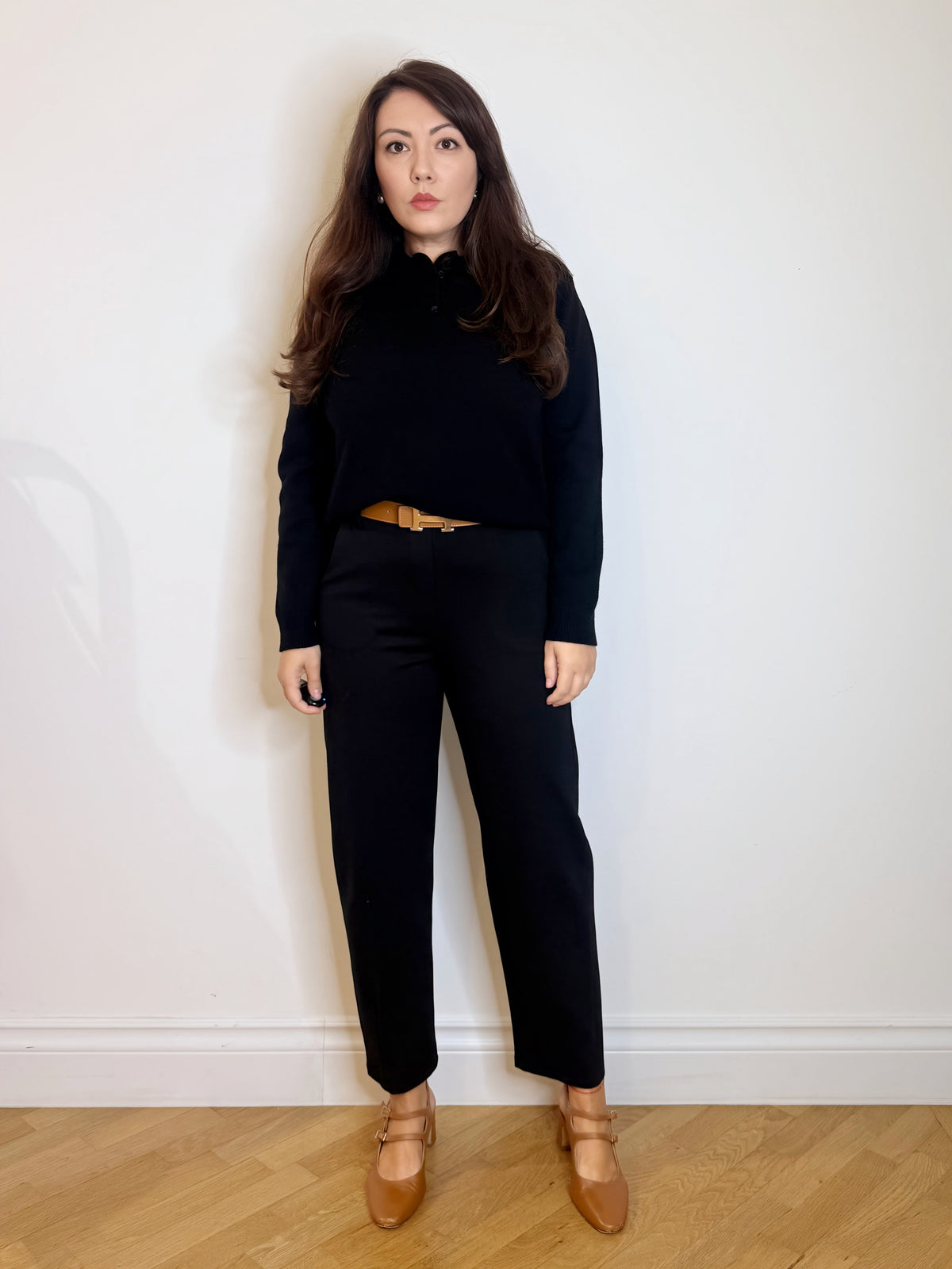 Pantalone barrel nero in punto Milano