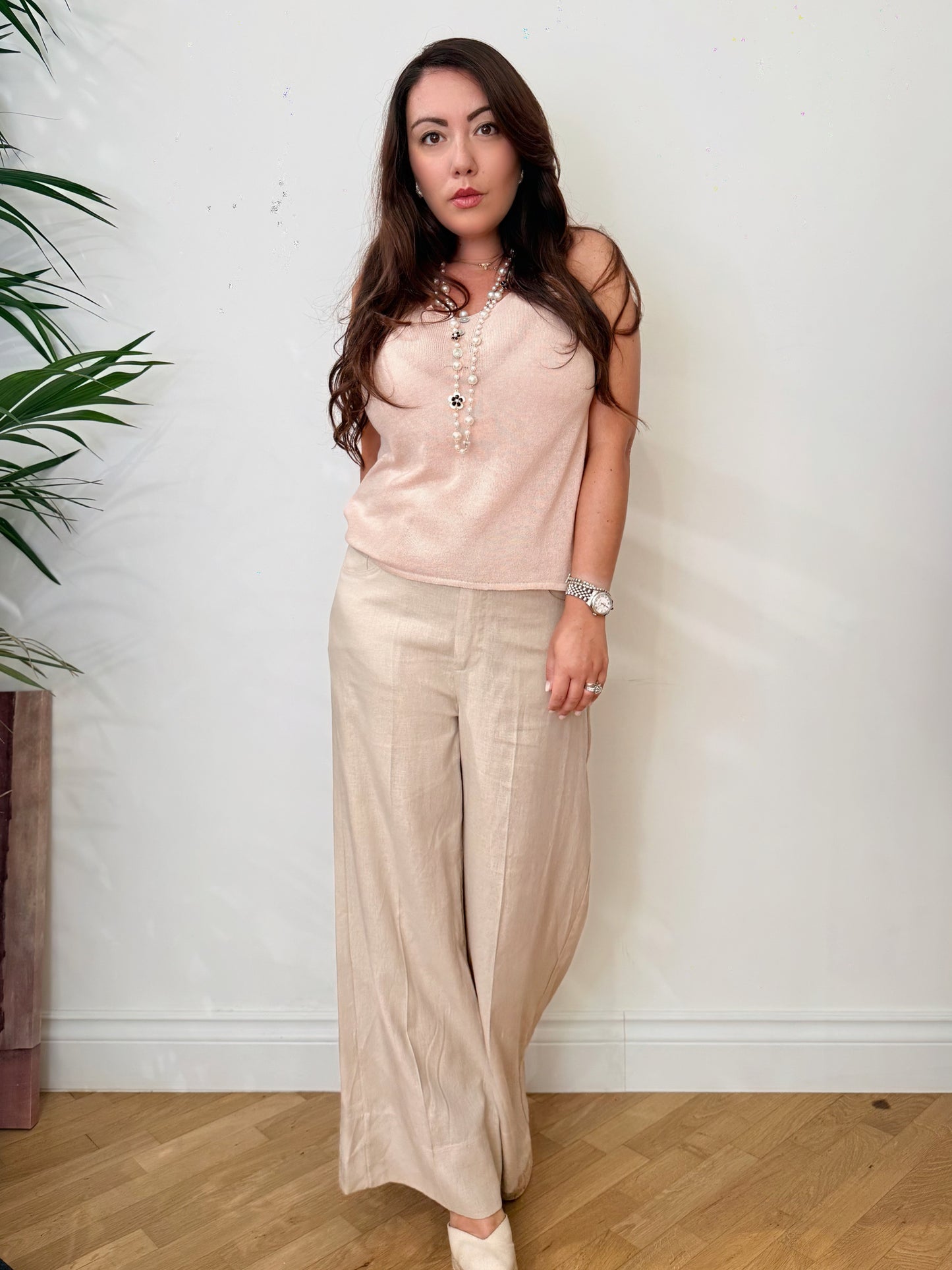 Pantalone palazzo misto lino