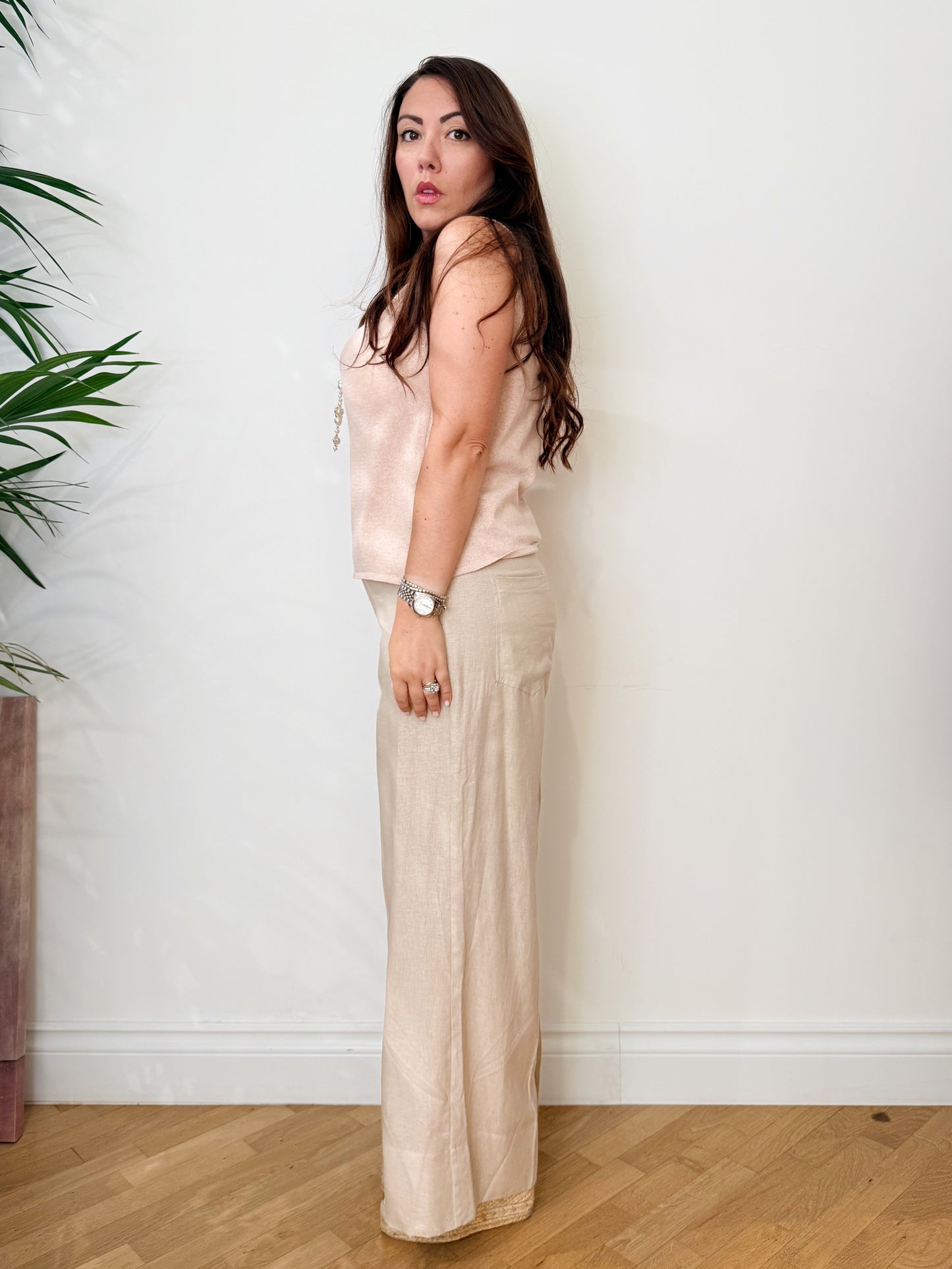 Pantalone palazzo misto lino