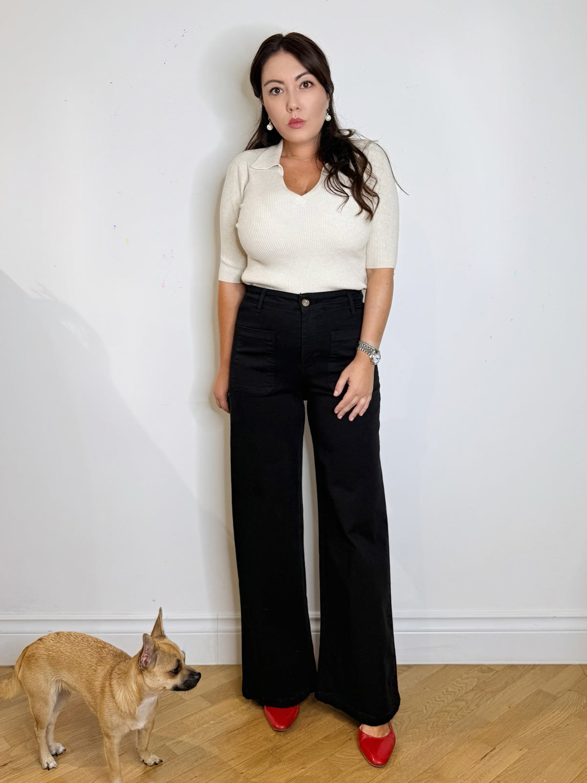 Pantalone jeans wide leg