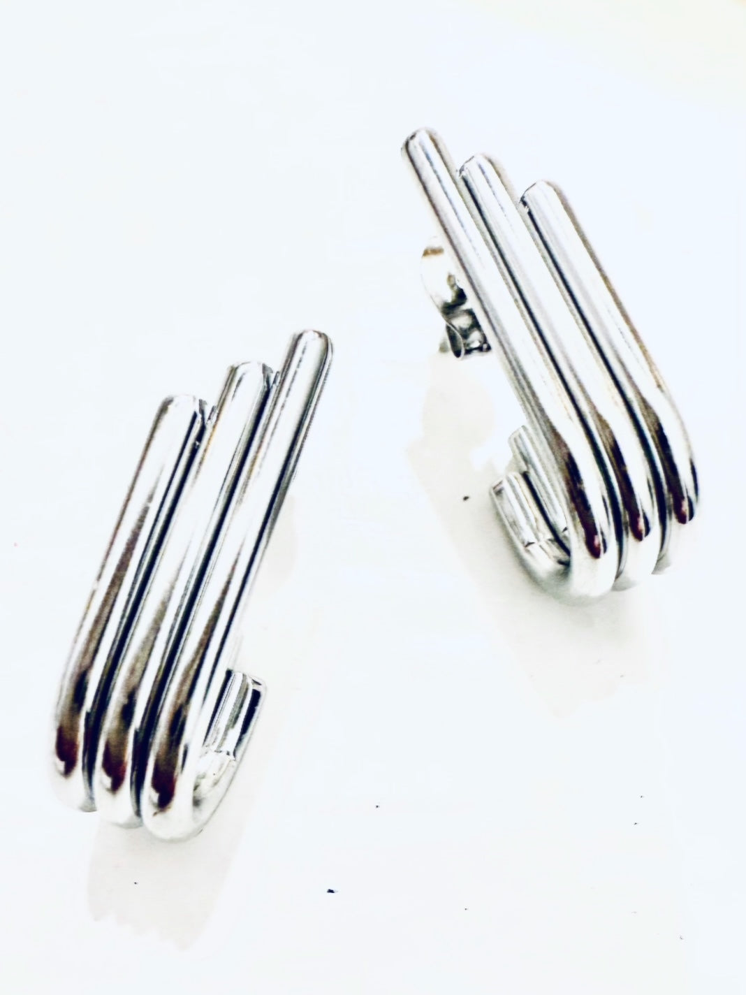 Orecchini geometrici art decò silver