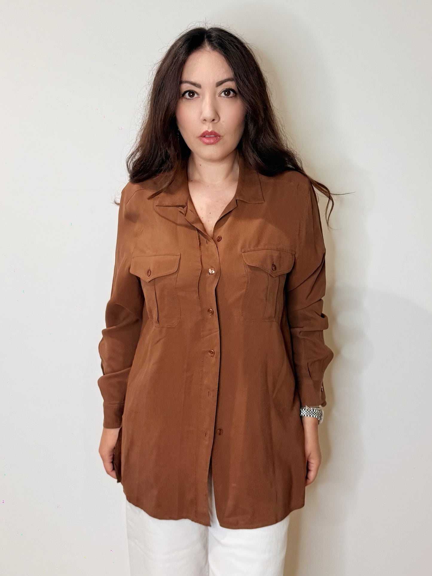 Camicia in seta cioccolato