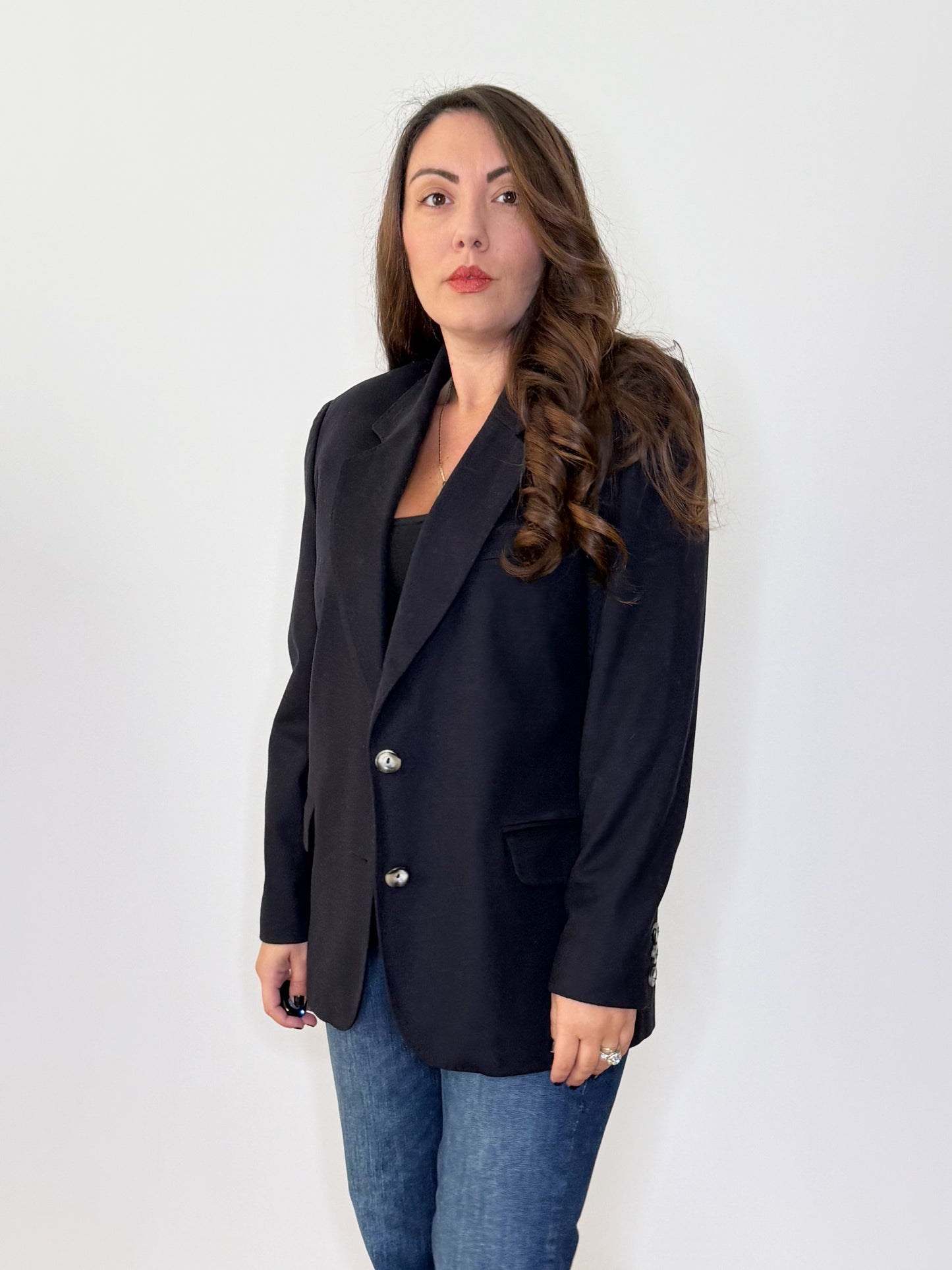 Giacca blu notte lana e cashmere