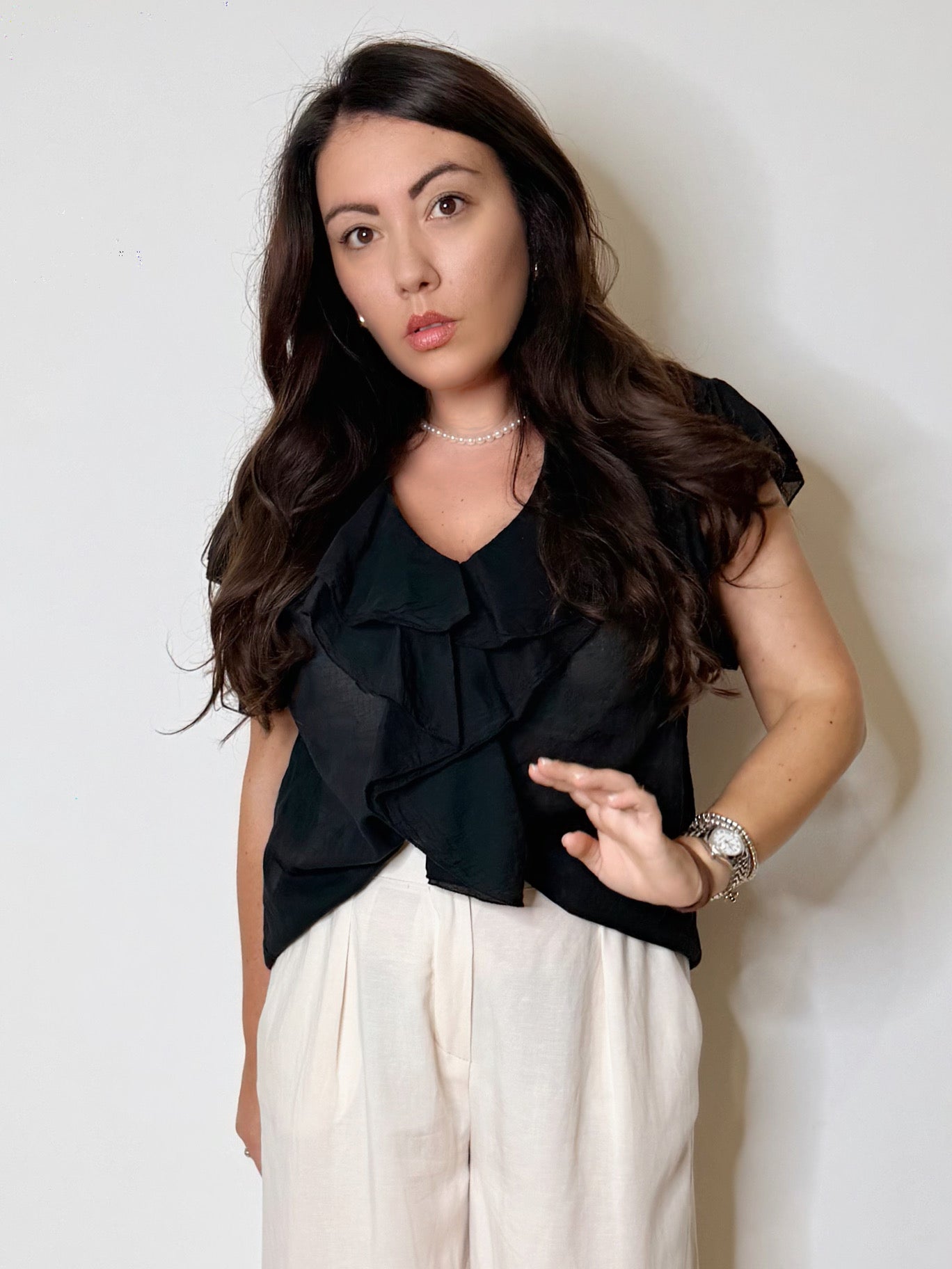 Blusa in mussola nera