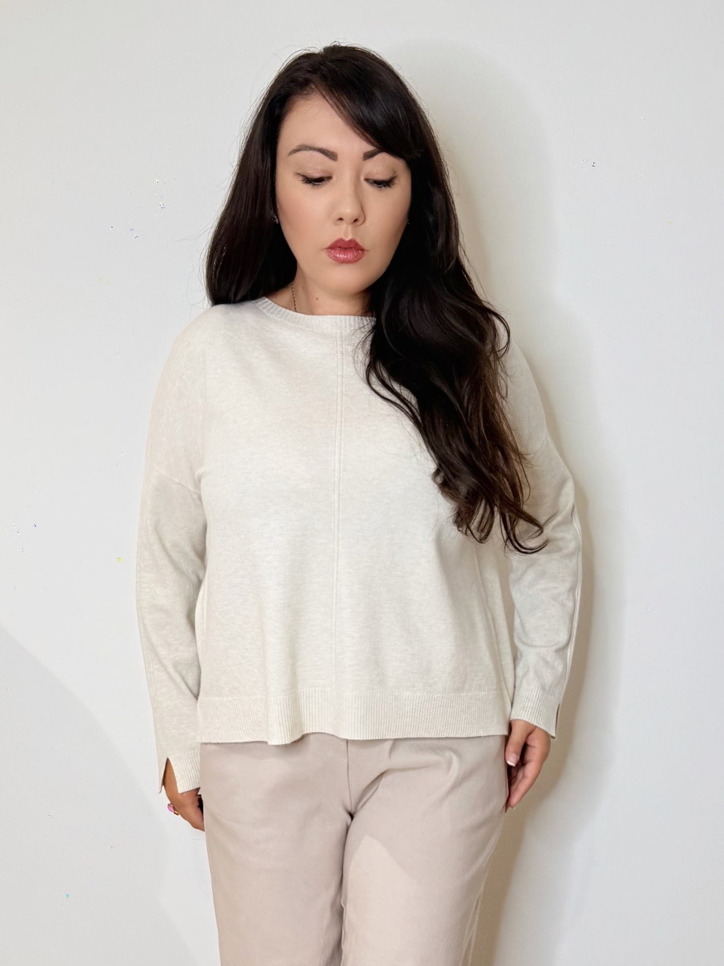 Maglia svasata panna