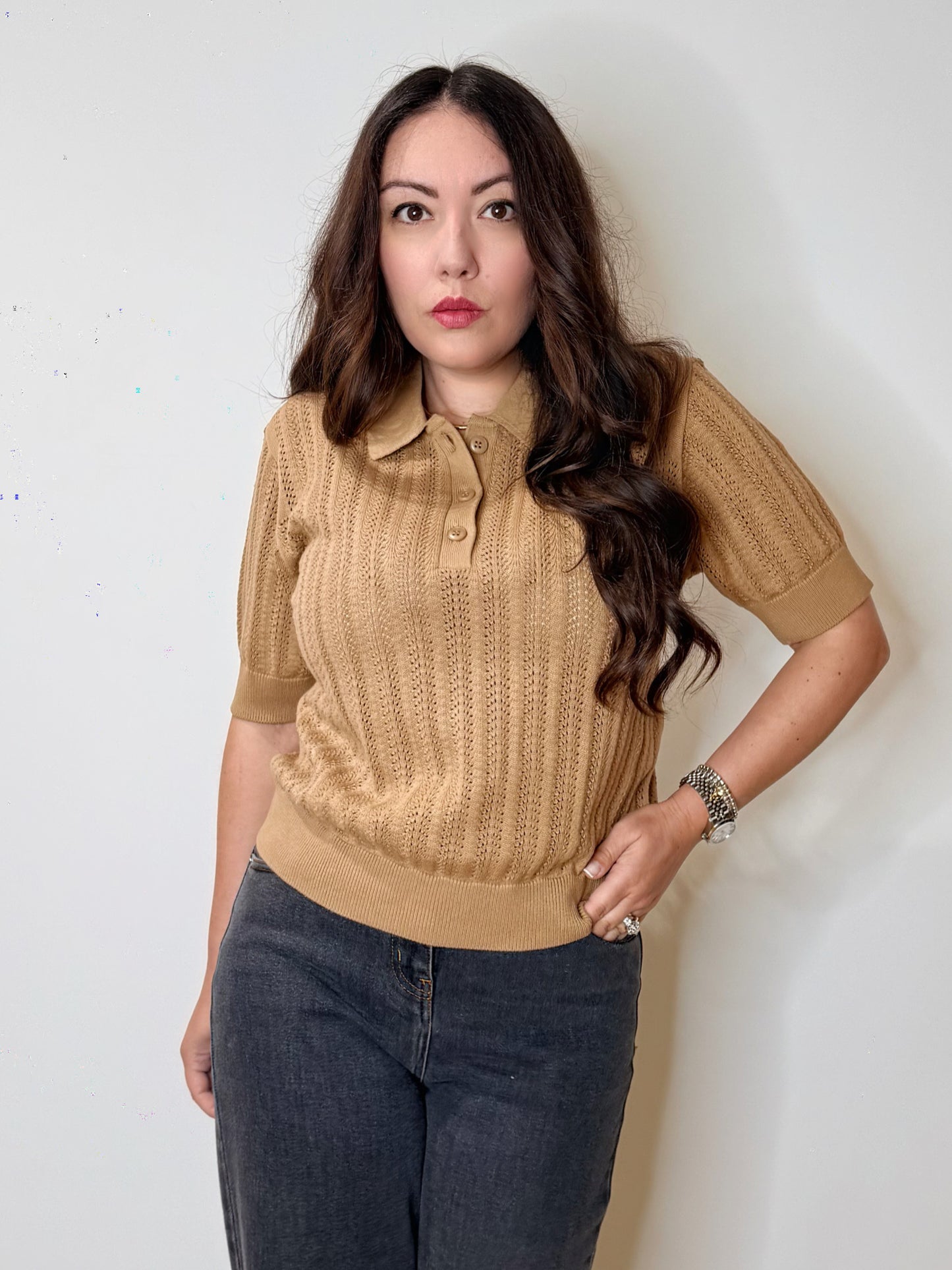 Polo in 100% cotone Camel