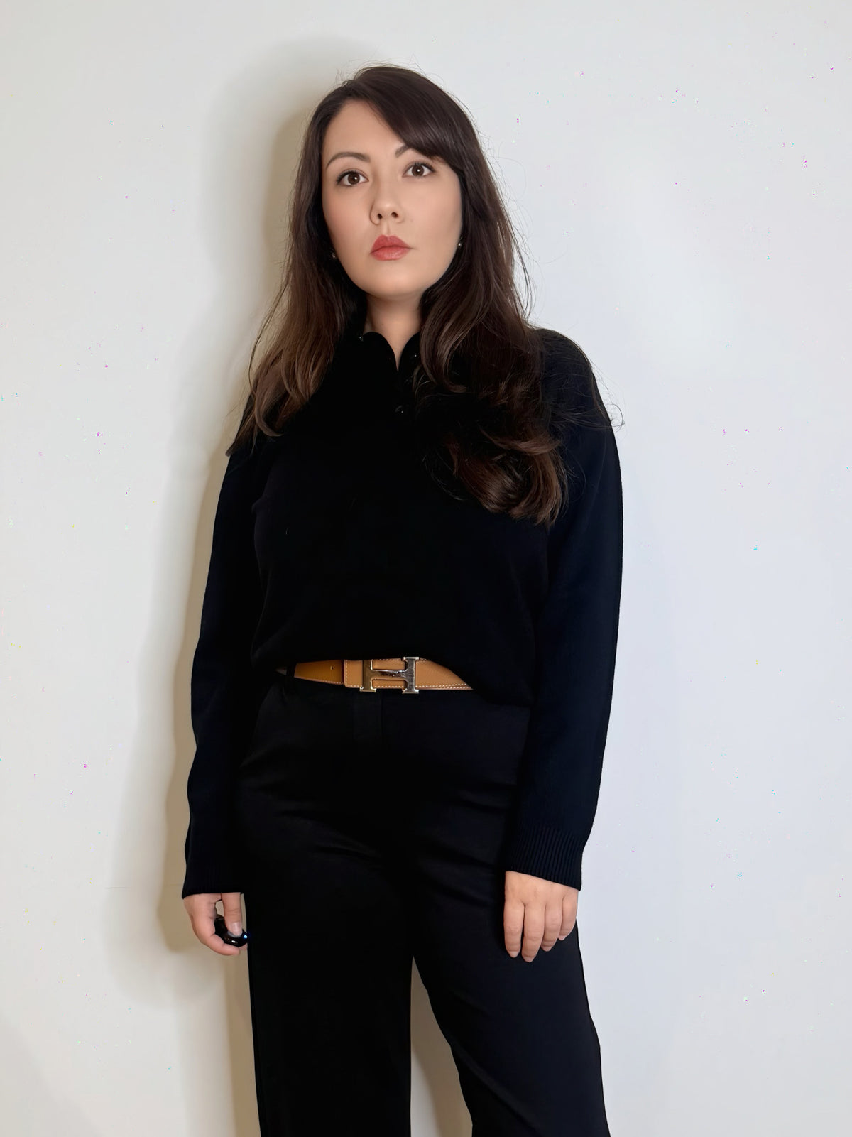 Polo nera in maglia