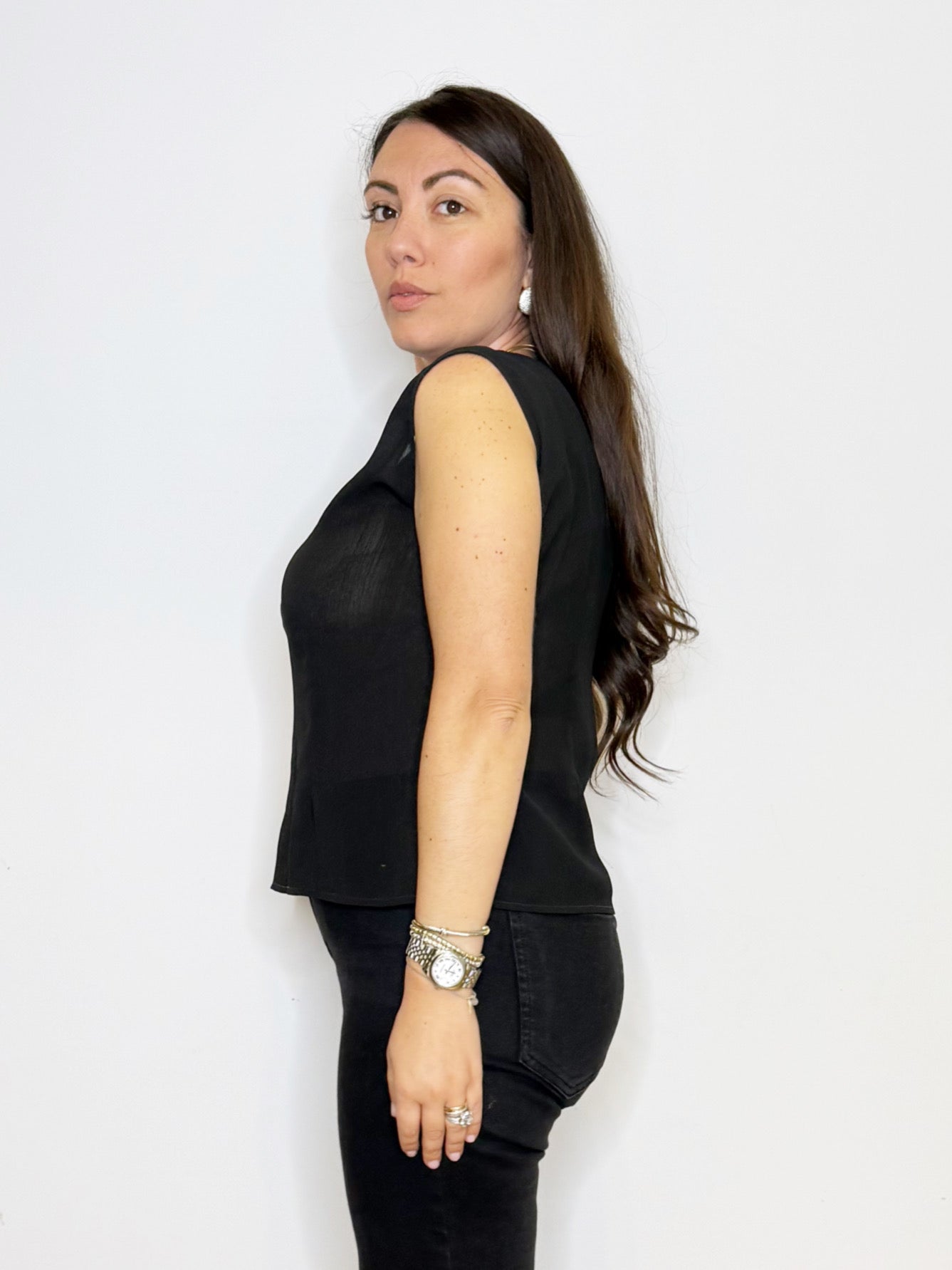 Maglia nera in 100% seta