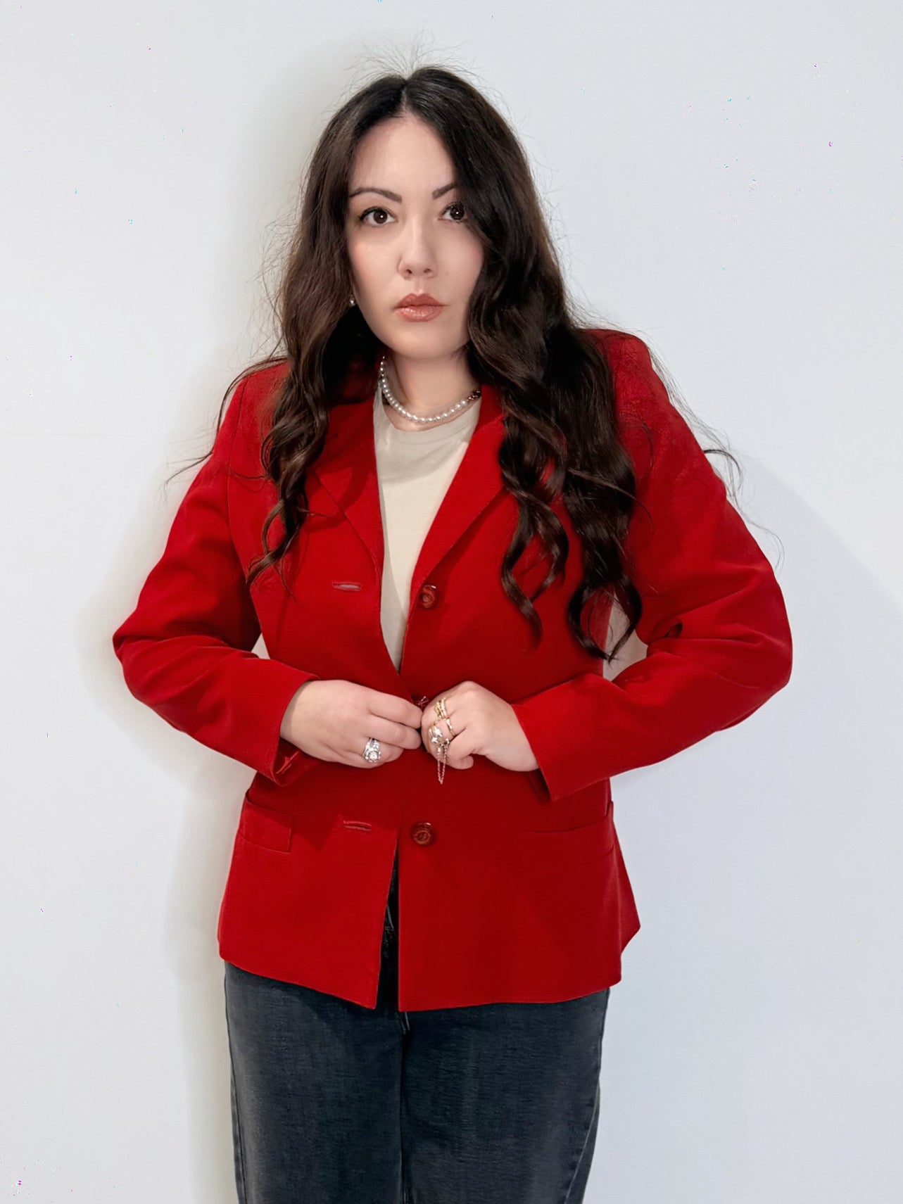 Giacca rossa in crepe