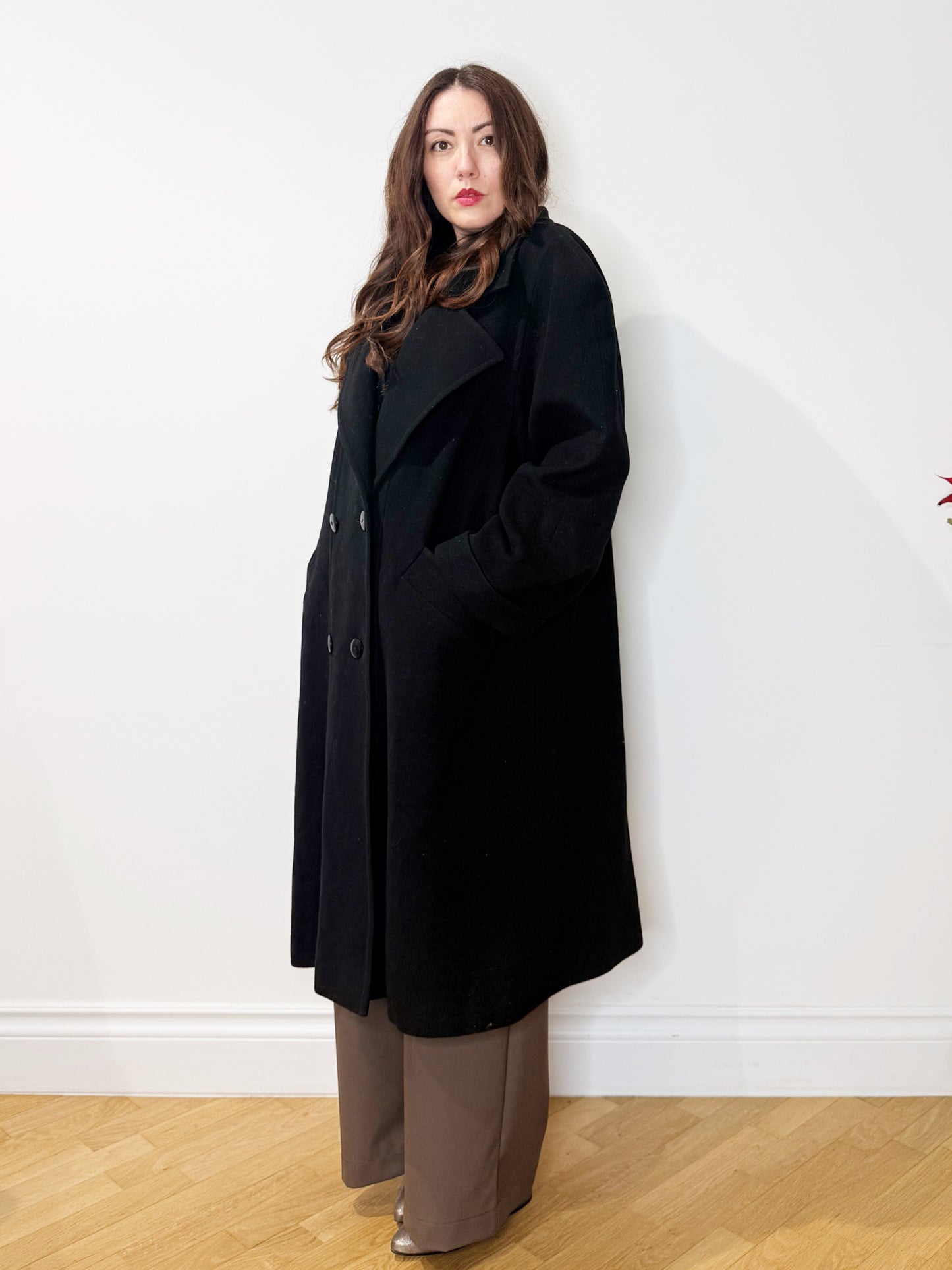 Cappotto nero lana e cashmere
