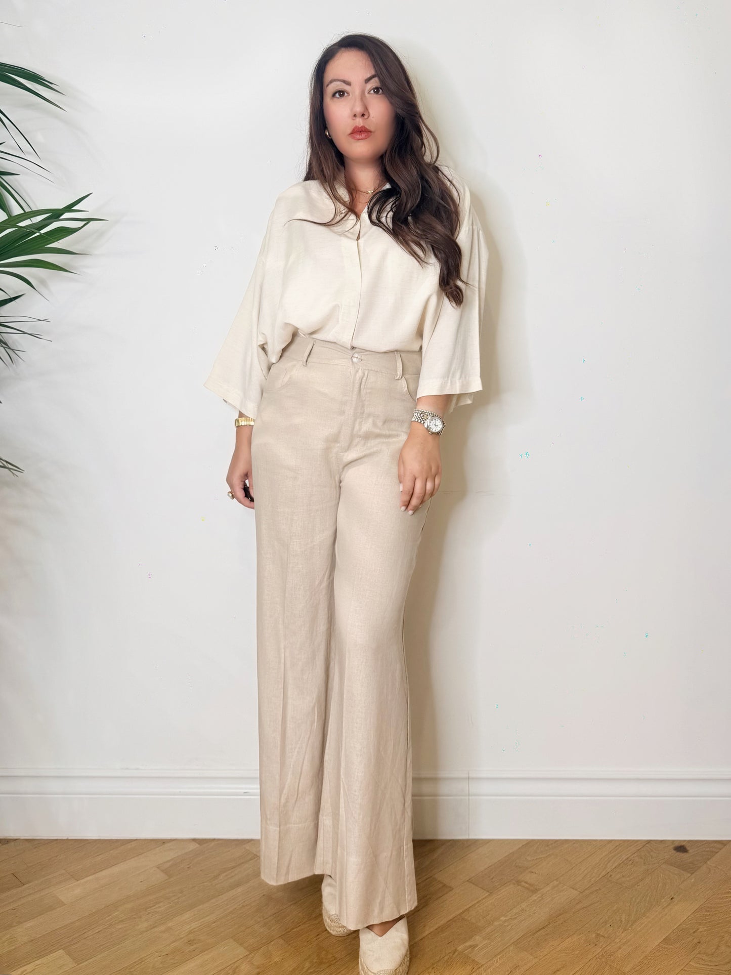 Pantalone palazzo misto lino