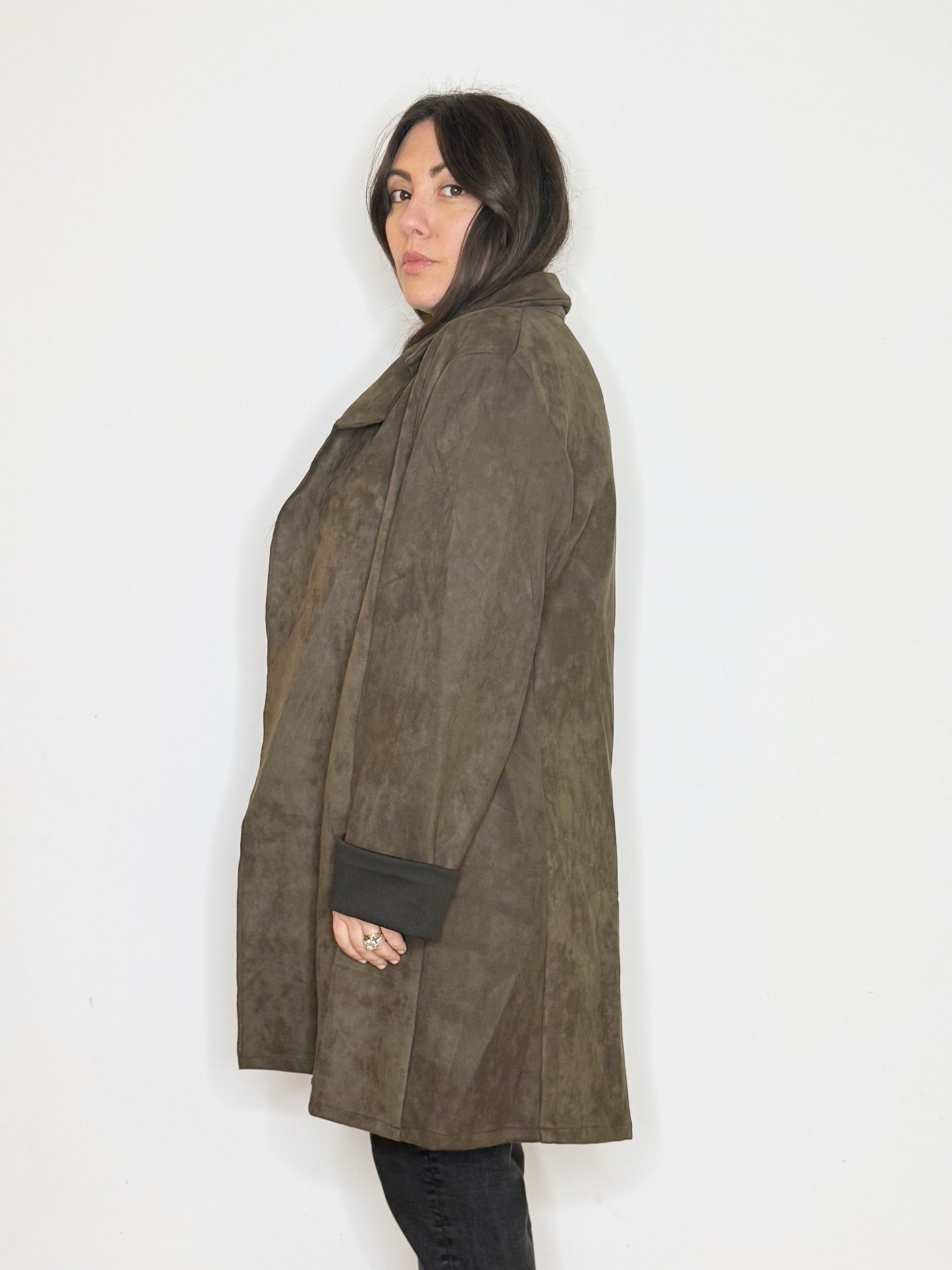 Giacca over in suede sintetico