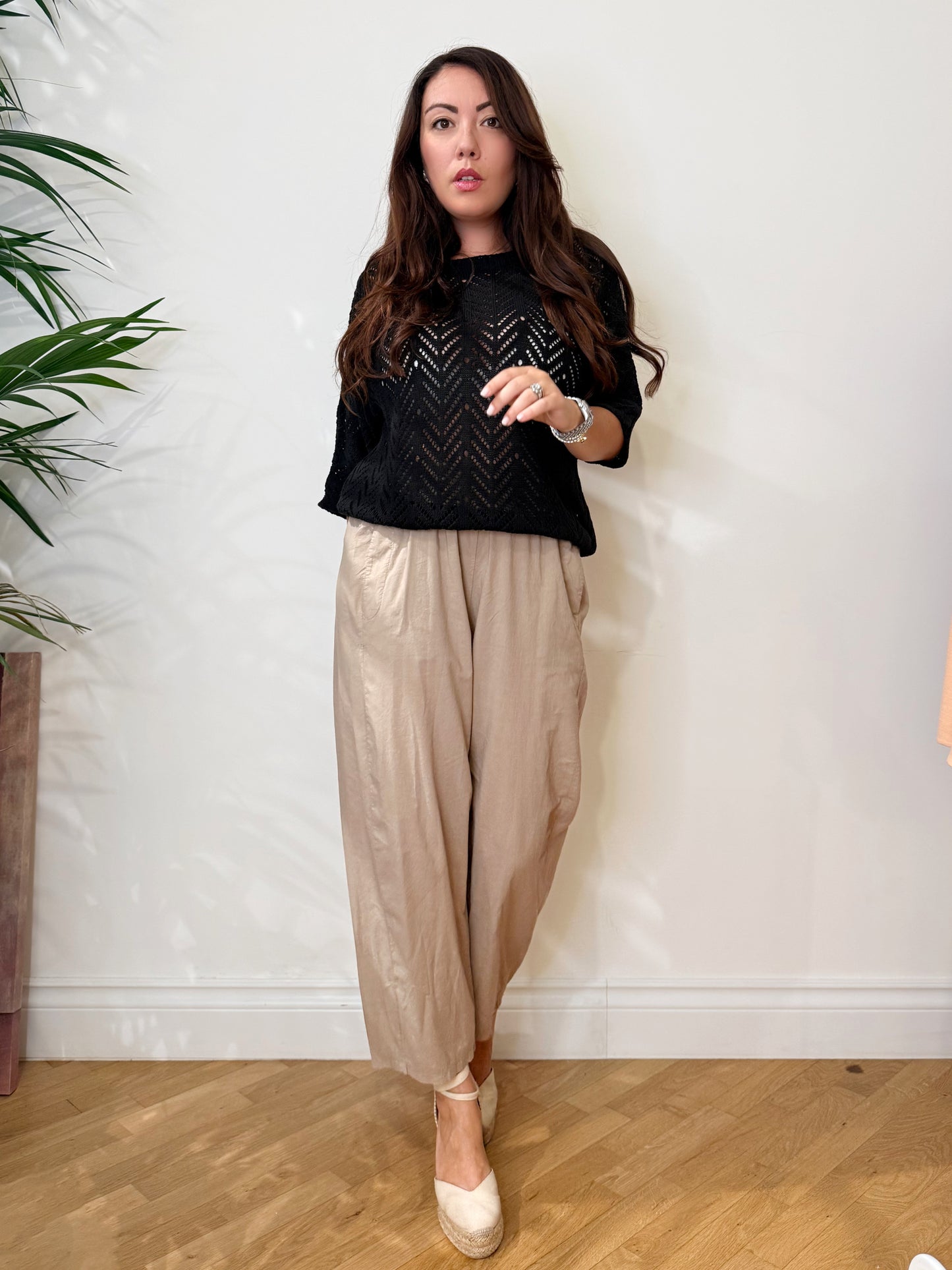 Pantalone in cotone sabbia