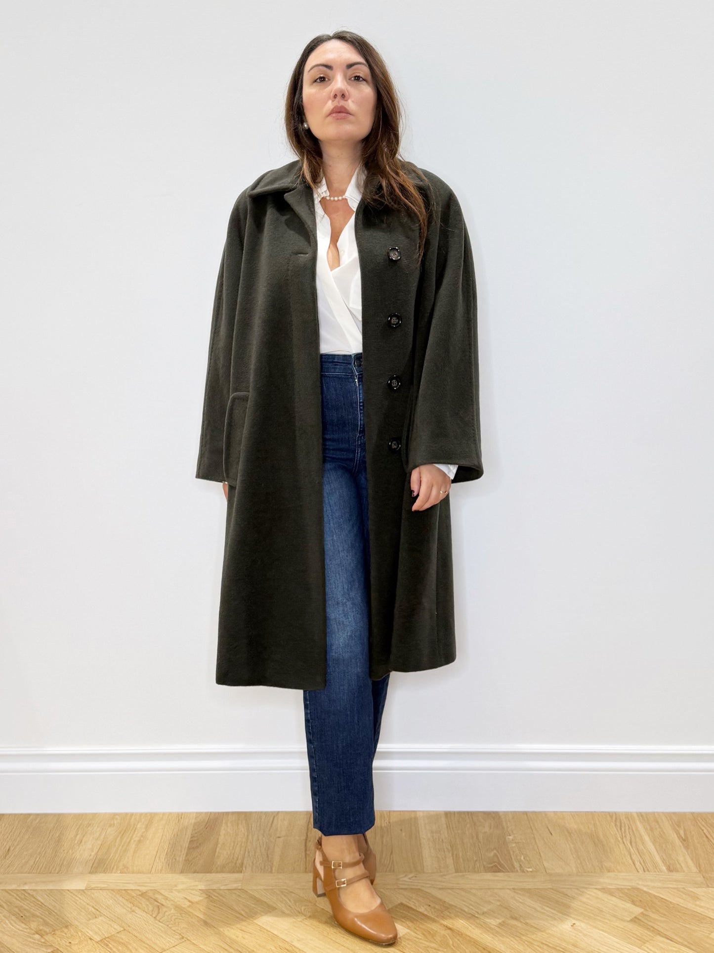 Cappotto in lana verde oliva