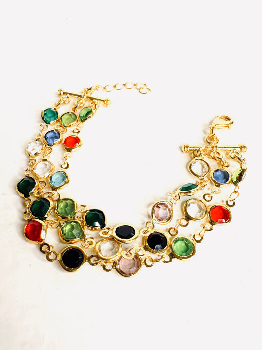 Bracciale multifilo con pietre colorate
