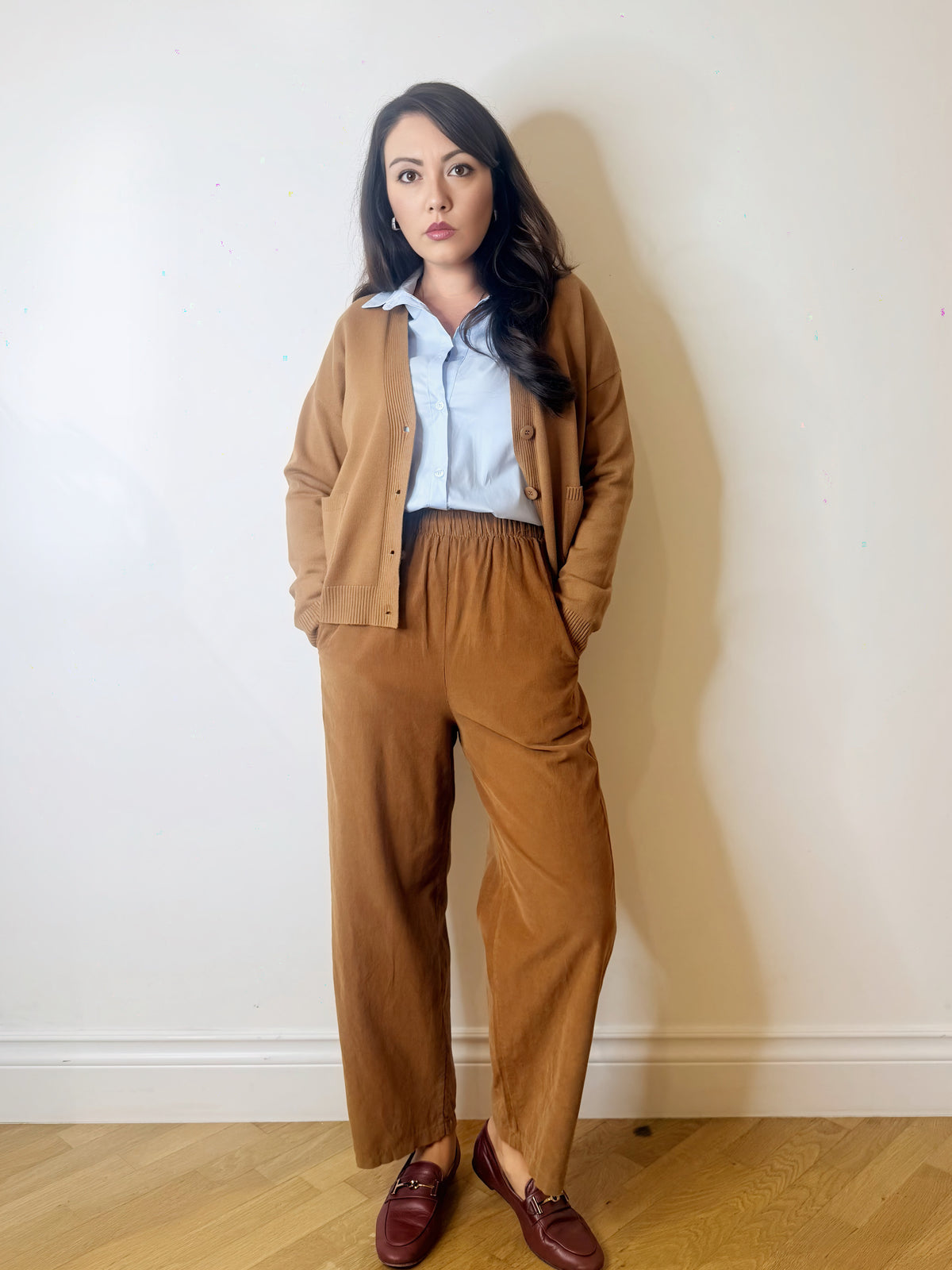 Cardigan in maglia camel