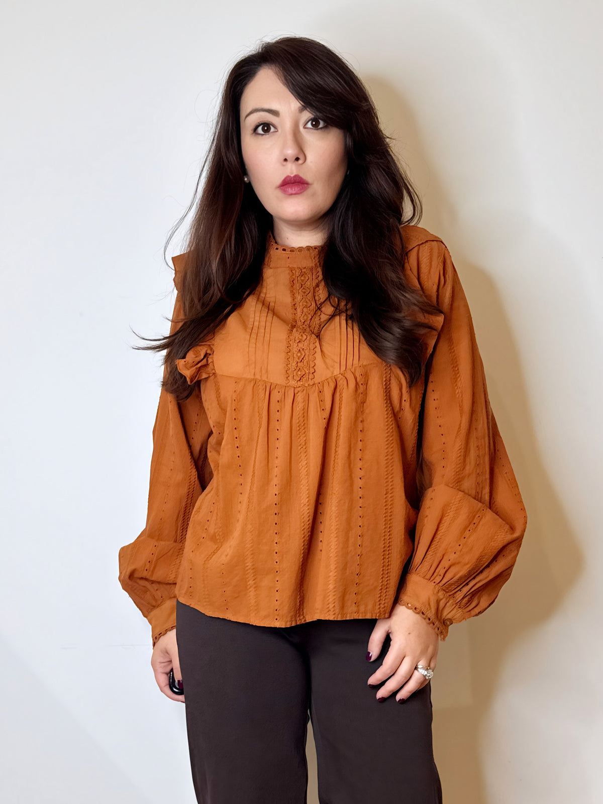 Camicia bohemien cotone zucca