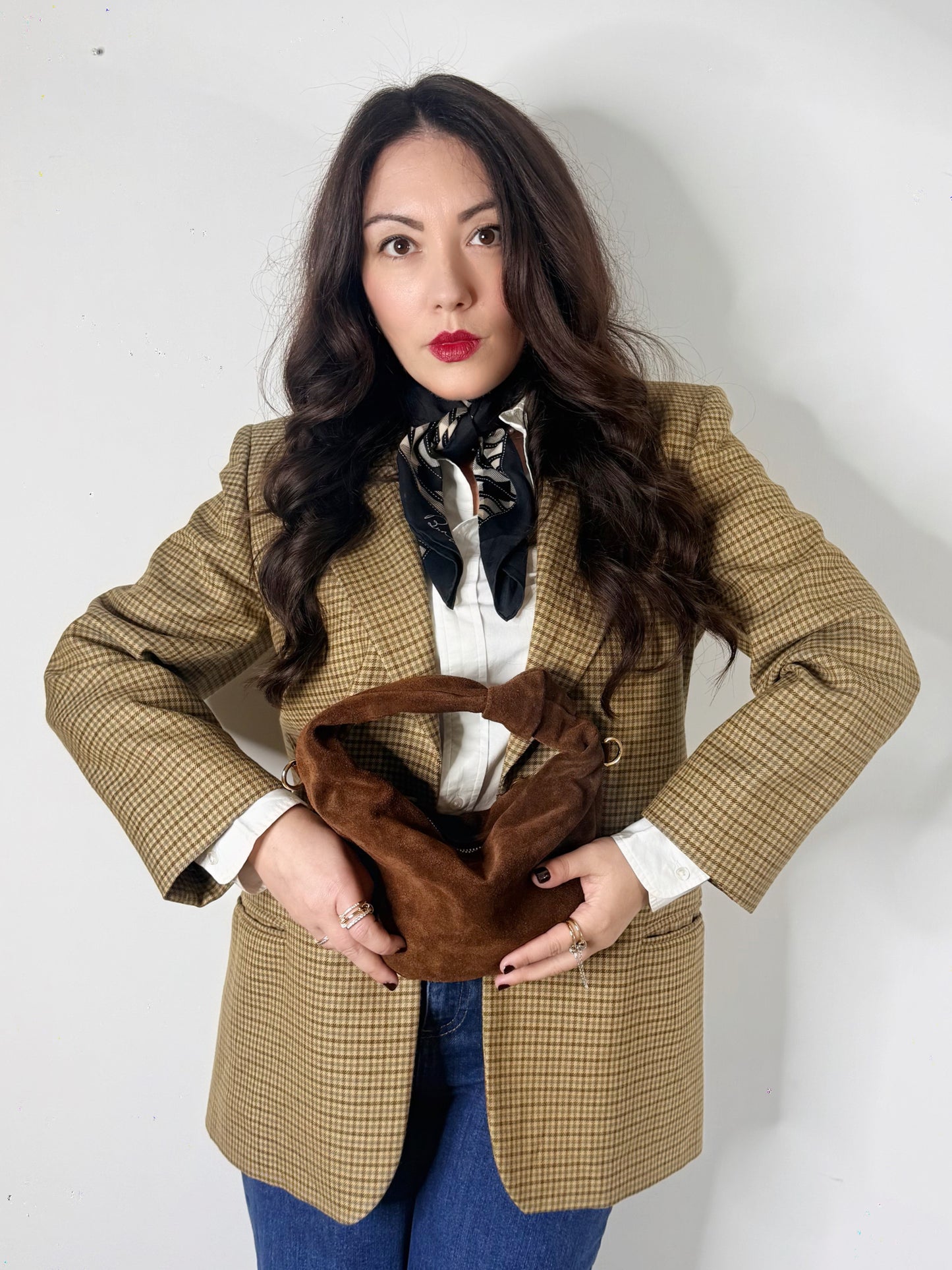 Borsa NODO in suede marrone