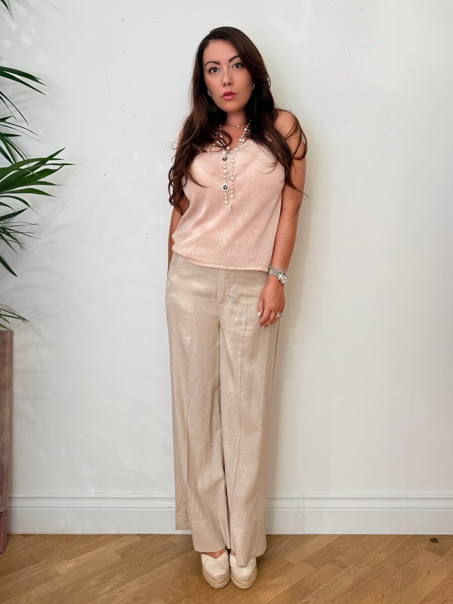 Pantalone palazzo misto lino