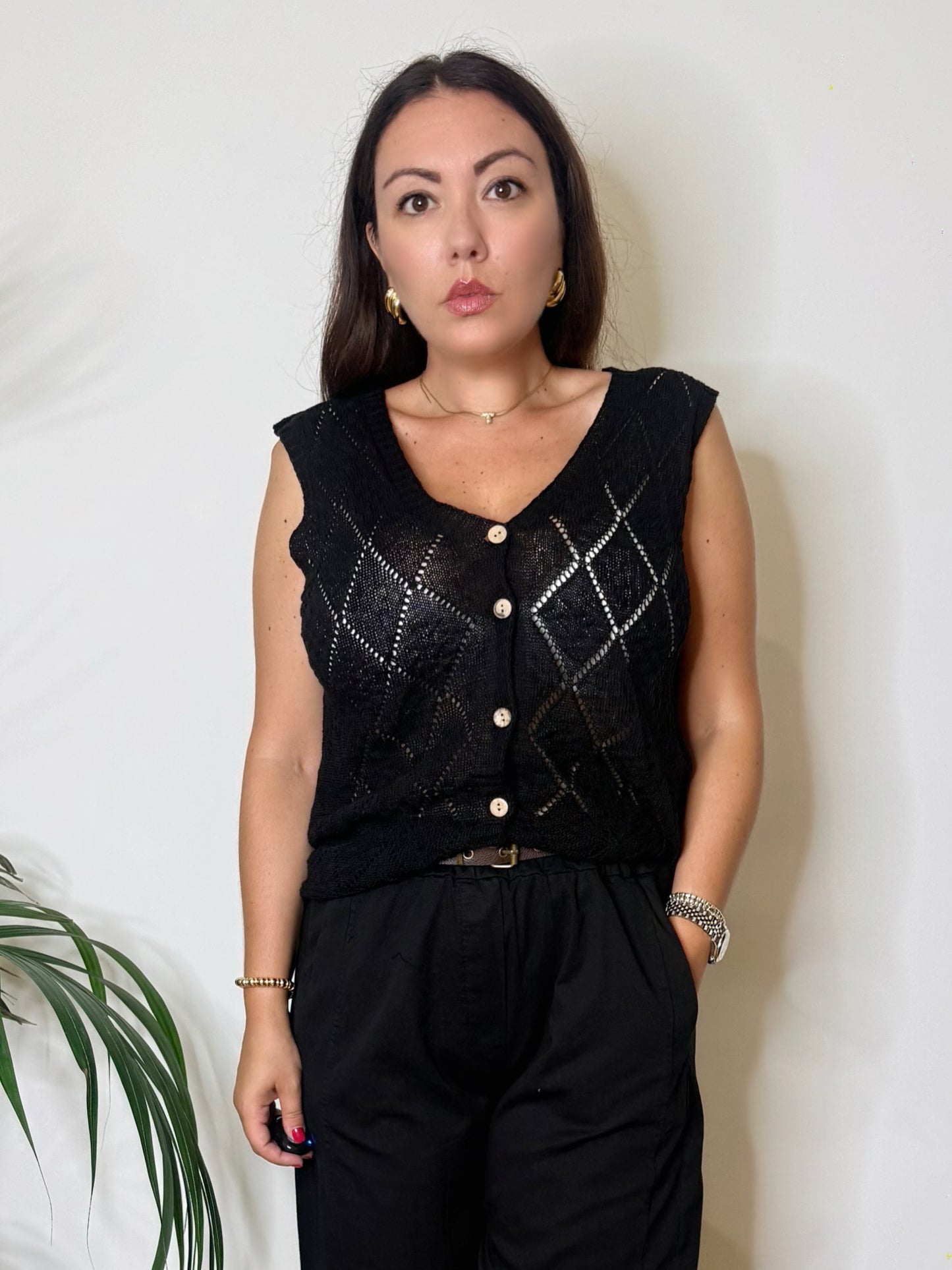 Gilet in maglia nera