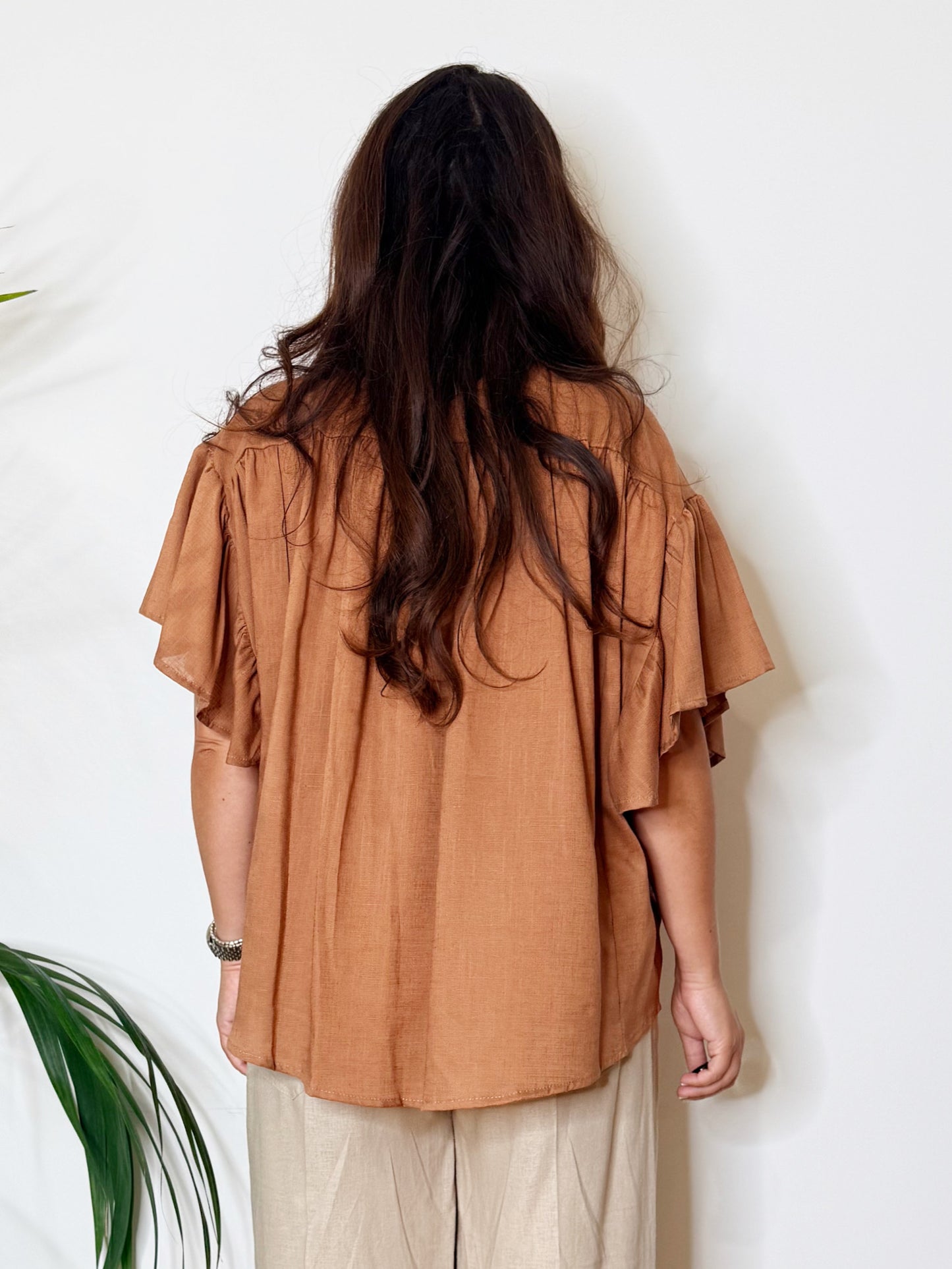 Blusa over misto lino