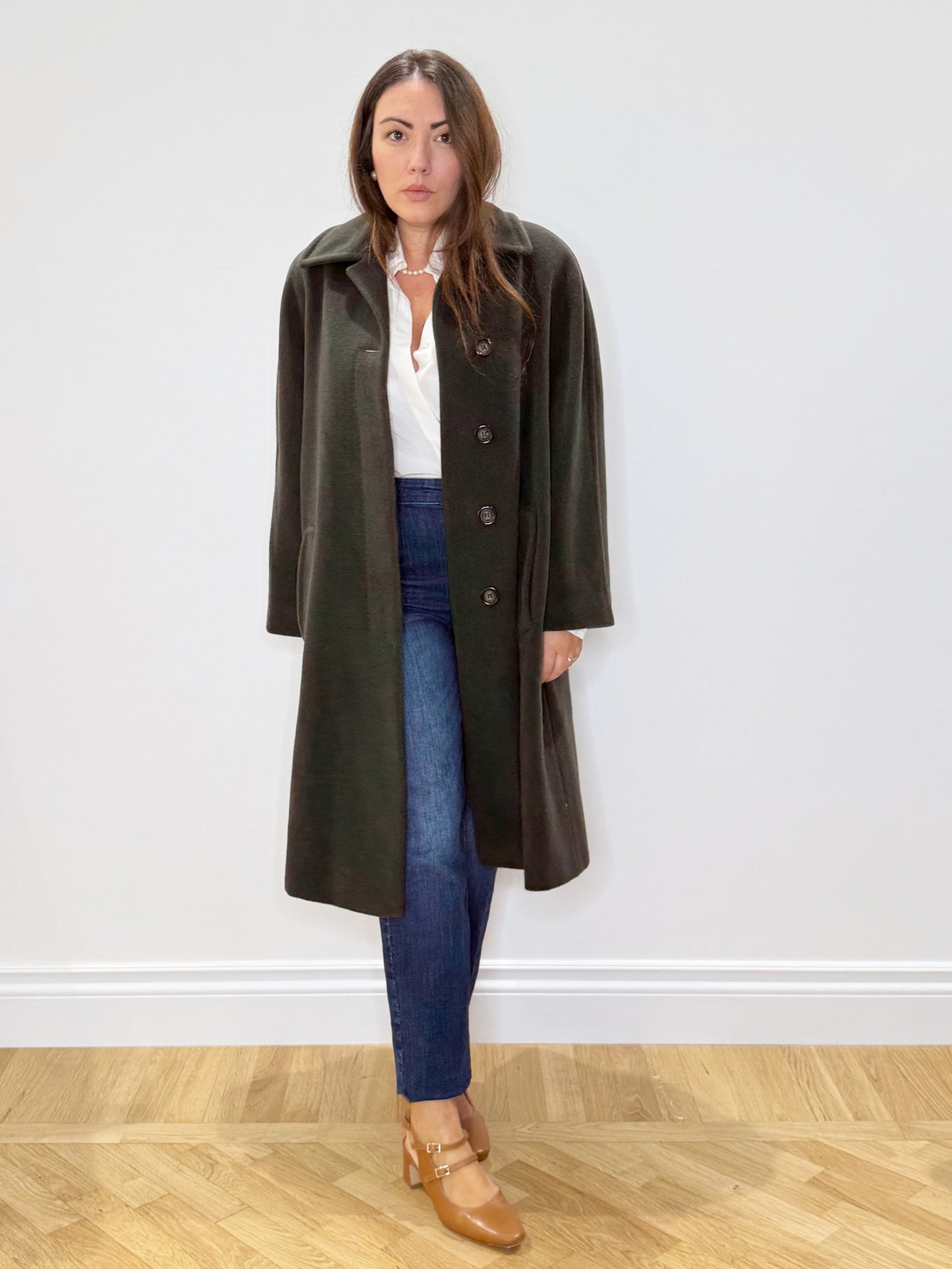 Cappotto in lana verde oliva