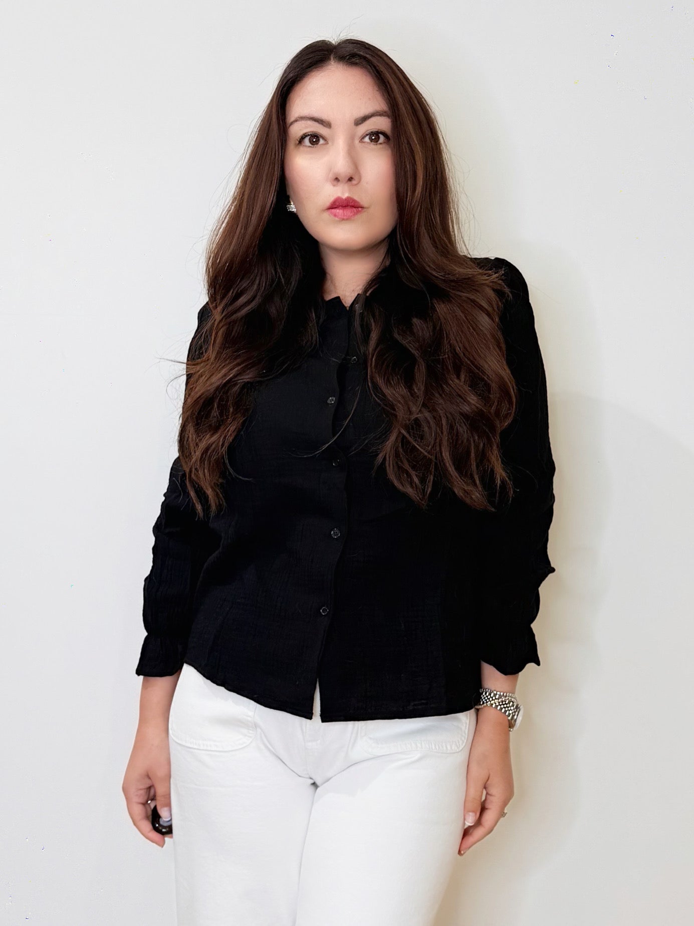 Camicia con collo bon ton