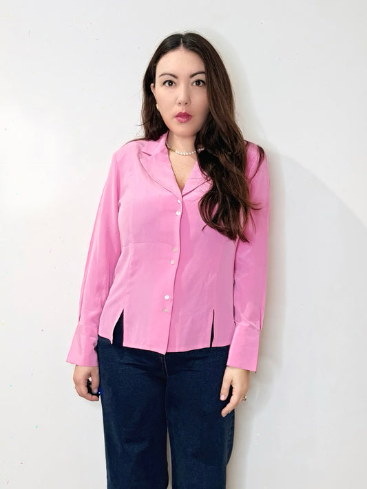 Camicia 100% seta rosa barbie