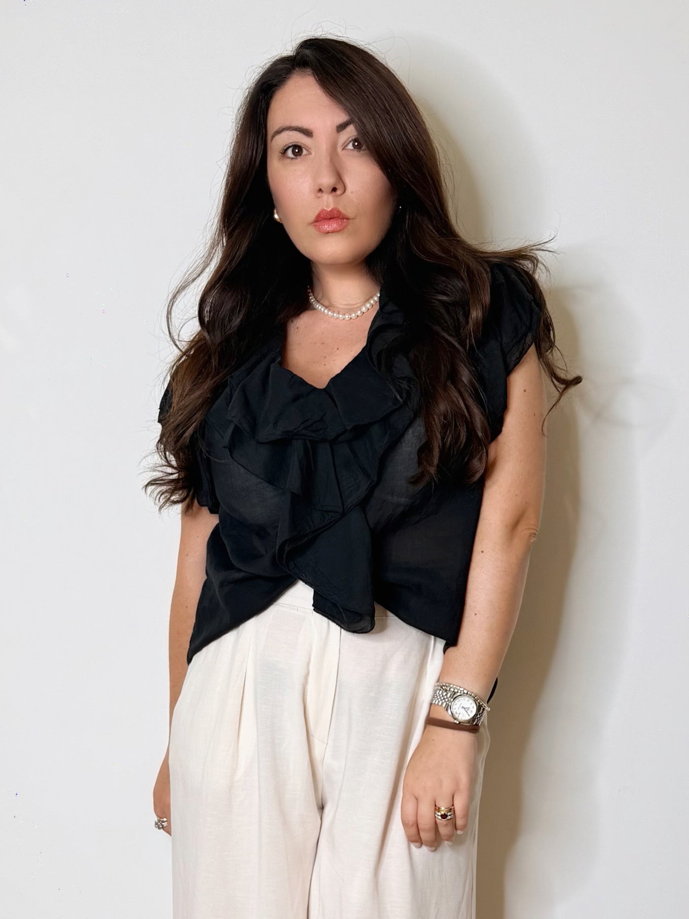 Blusa in mussola nera