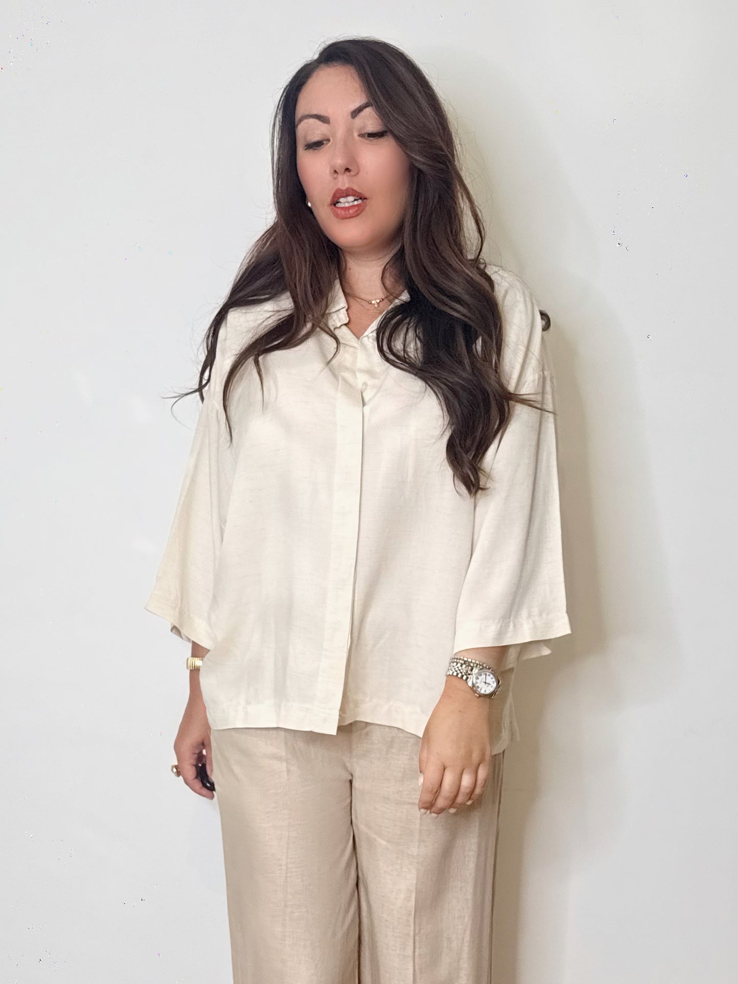 Camicia svasata misto lino
