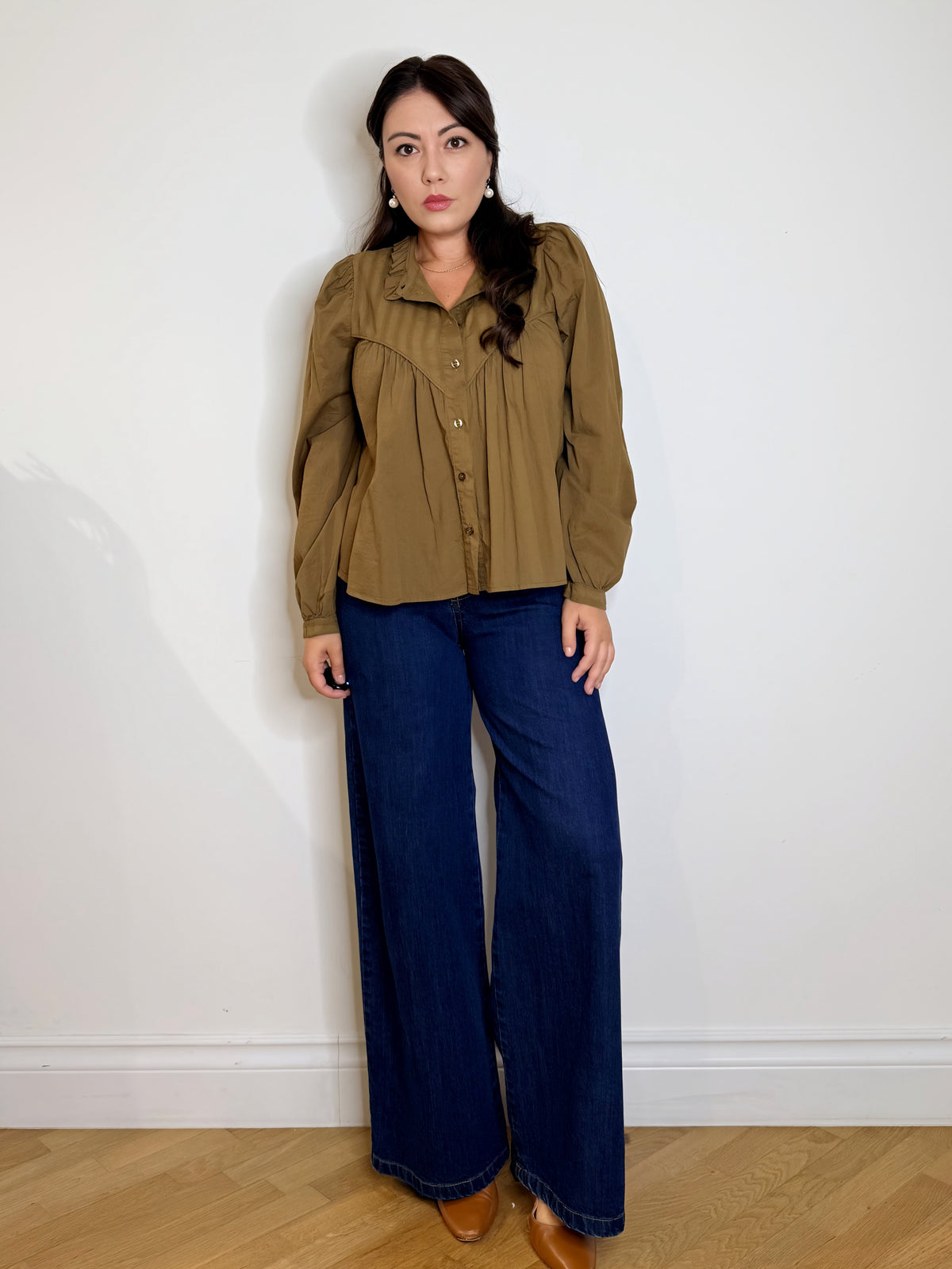 Camicia 100% cotone kaki