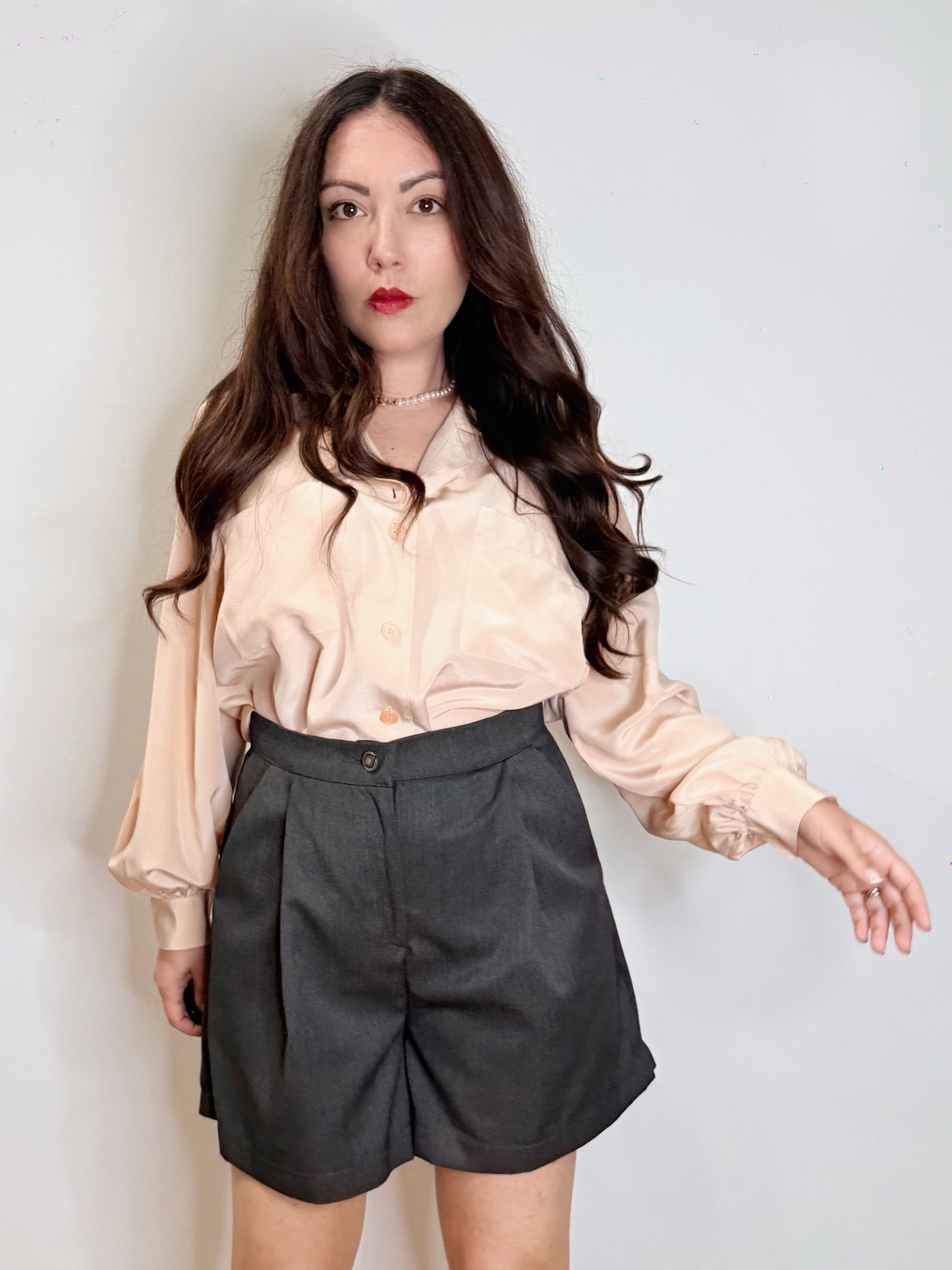 Camicia in pura seta rosa cipria