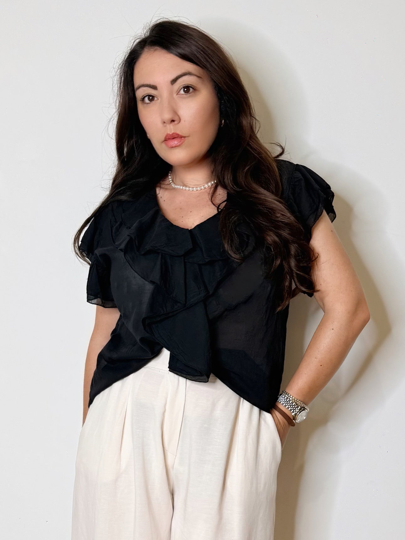 Blusa in mussola nera