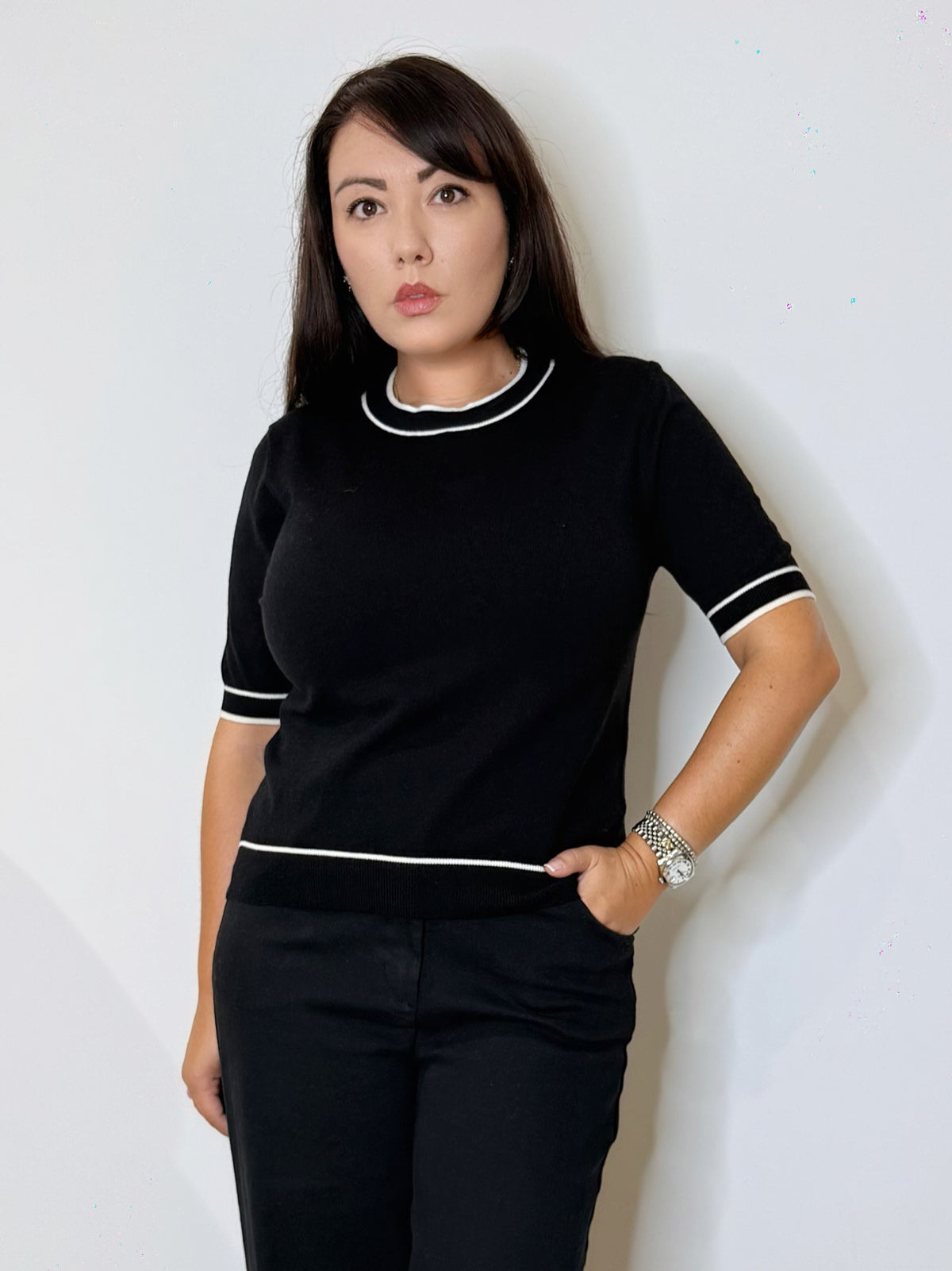 Maglia con profili a contrasto