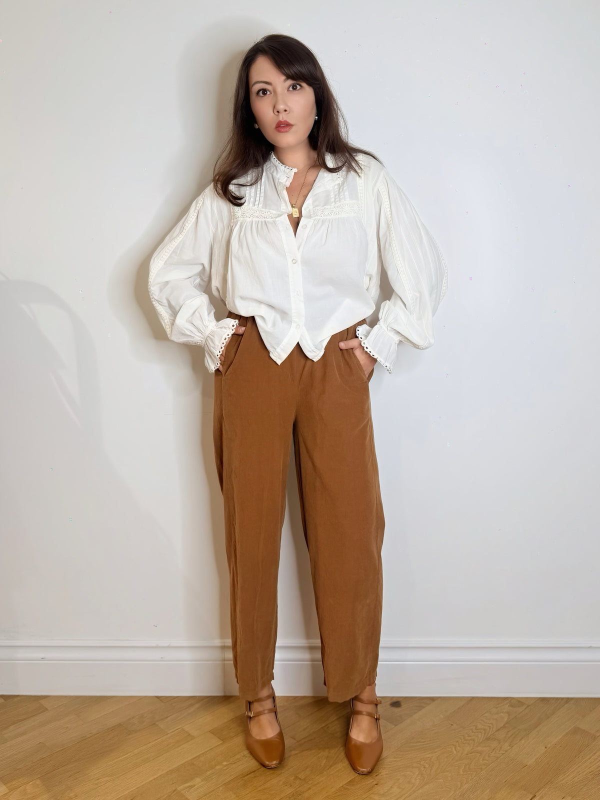 Camicia bohemien bianca 100% cotone