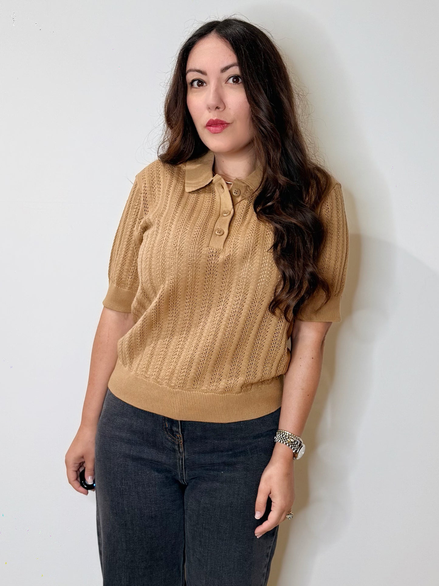 Polo in 100% cotone Camel
