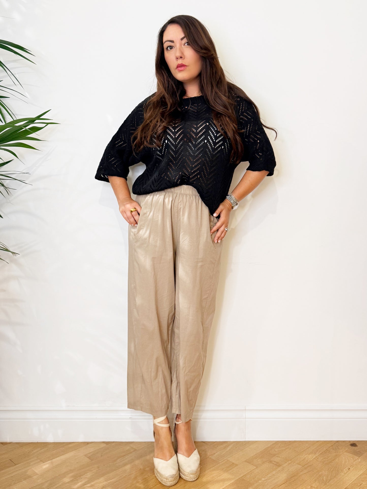 Pantalone in cotone sabbia