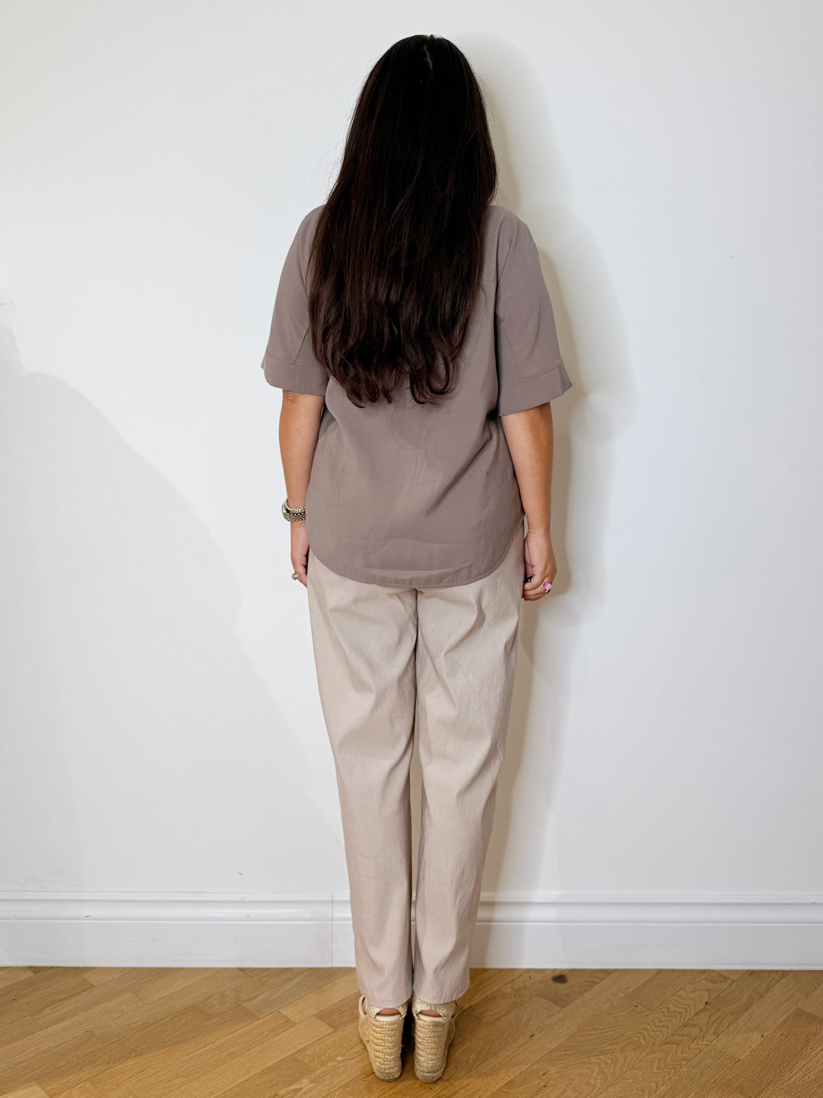 Camicia mezze maniche tortora
