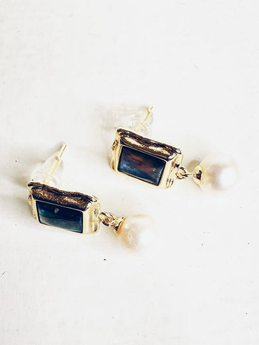 Orecchini con labradorite e perle