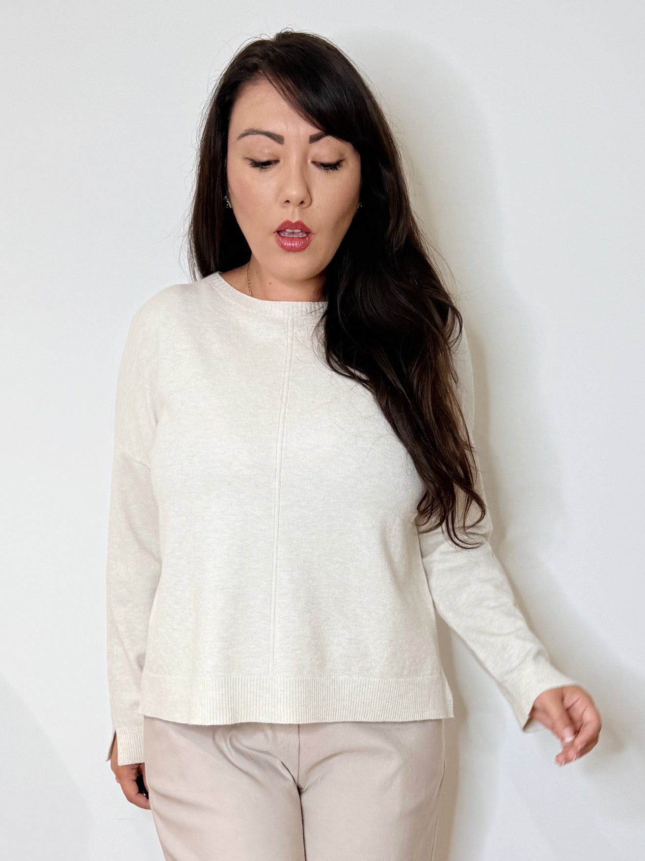 Maglia svasata panna