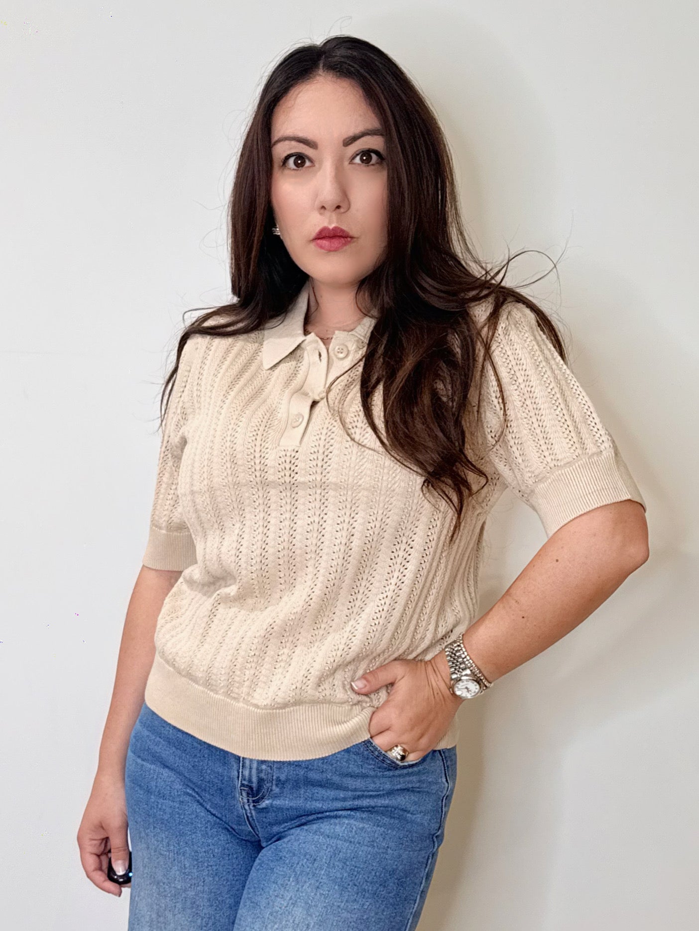 Polo in 100% Cotone beige