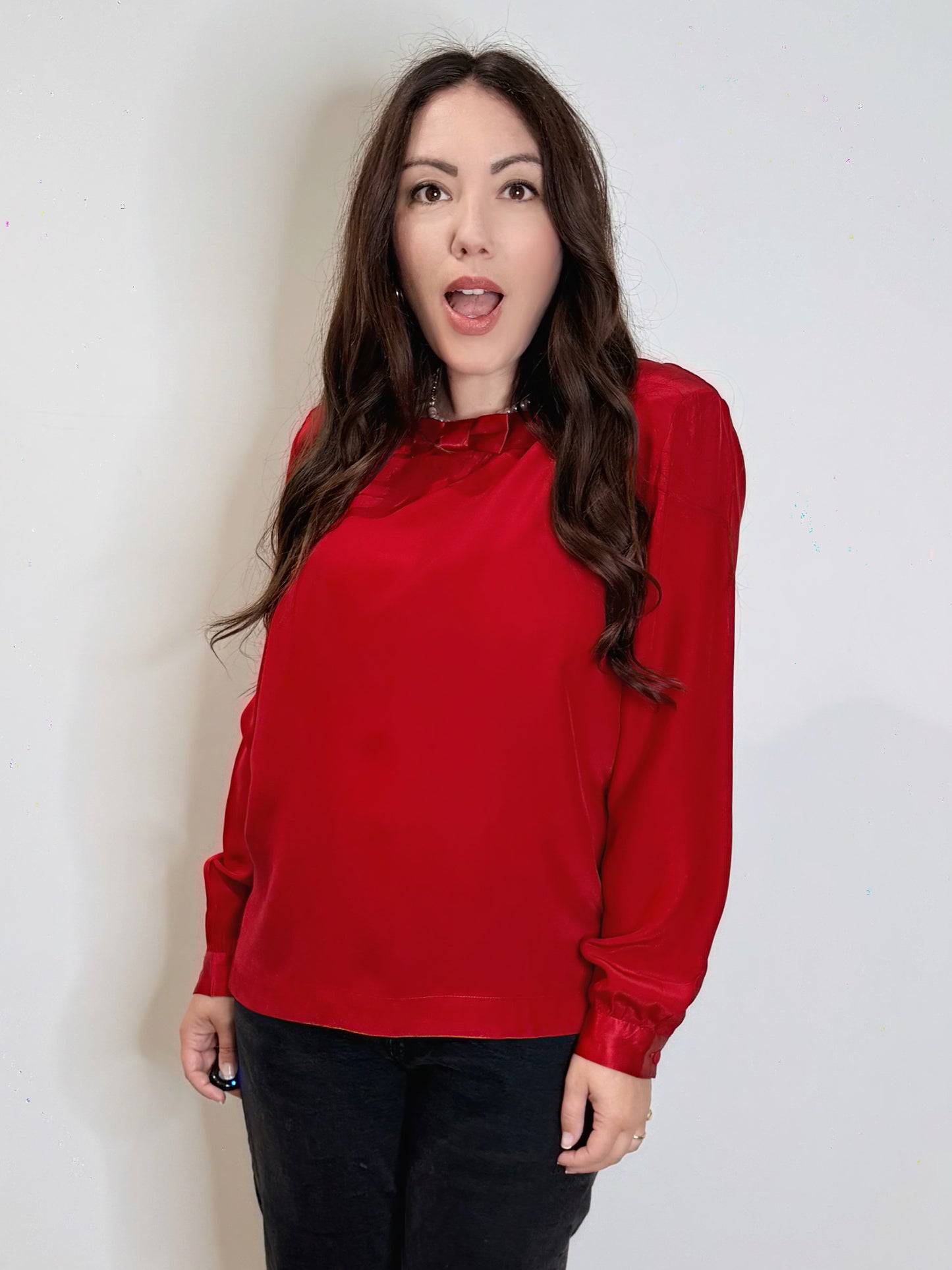 Camicia in pura seta rossa